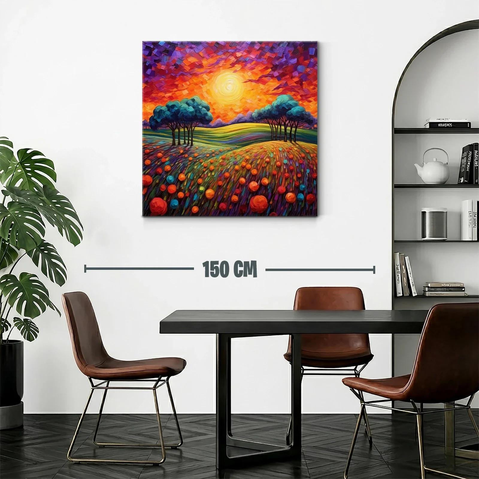 Paisaje vibrante con atardecer y campo florido — miniatura 2