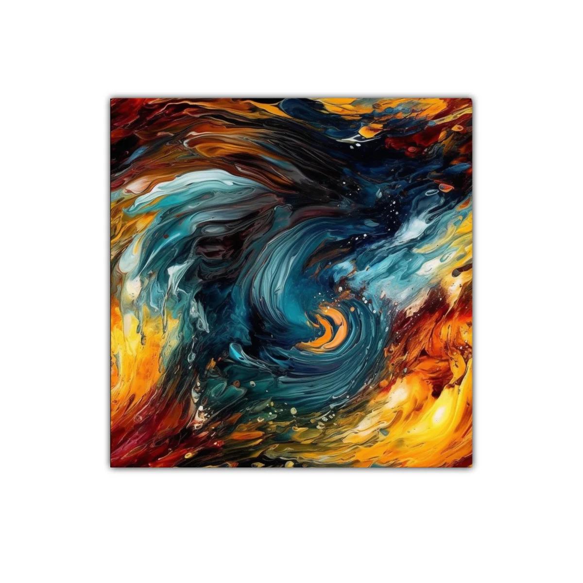 Cuadro abstracto con torbellino de colores intensos y cálidos — imagen principal