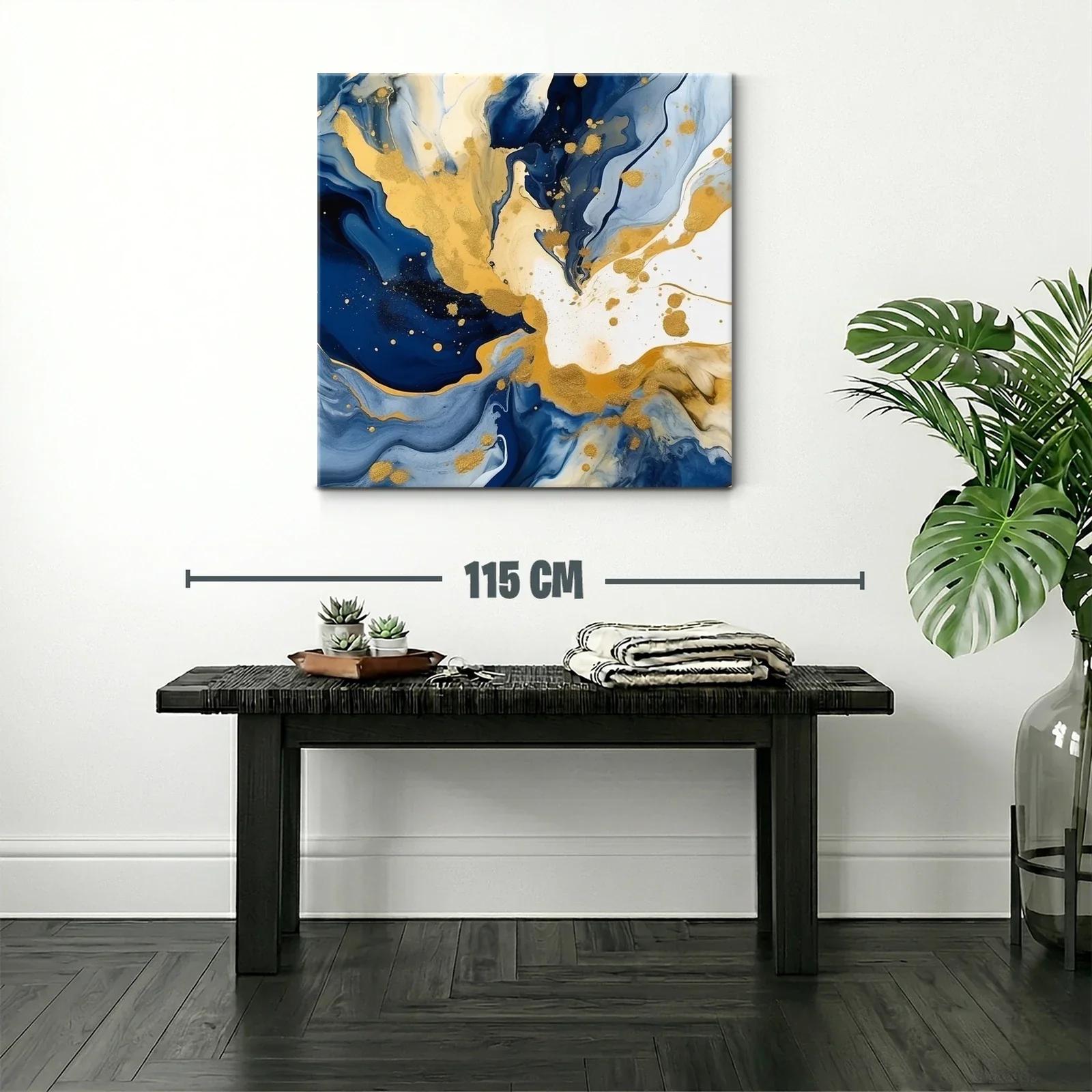 Arte abstracto con tonos dorados y azul profundo — miniatura 2