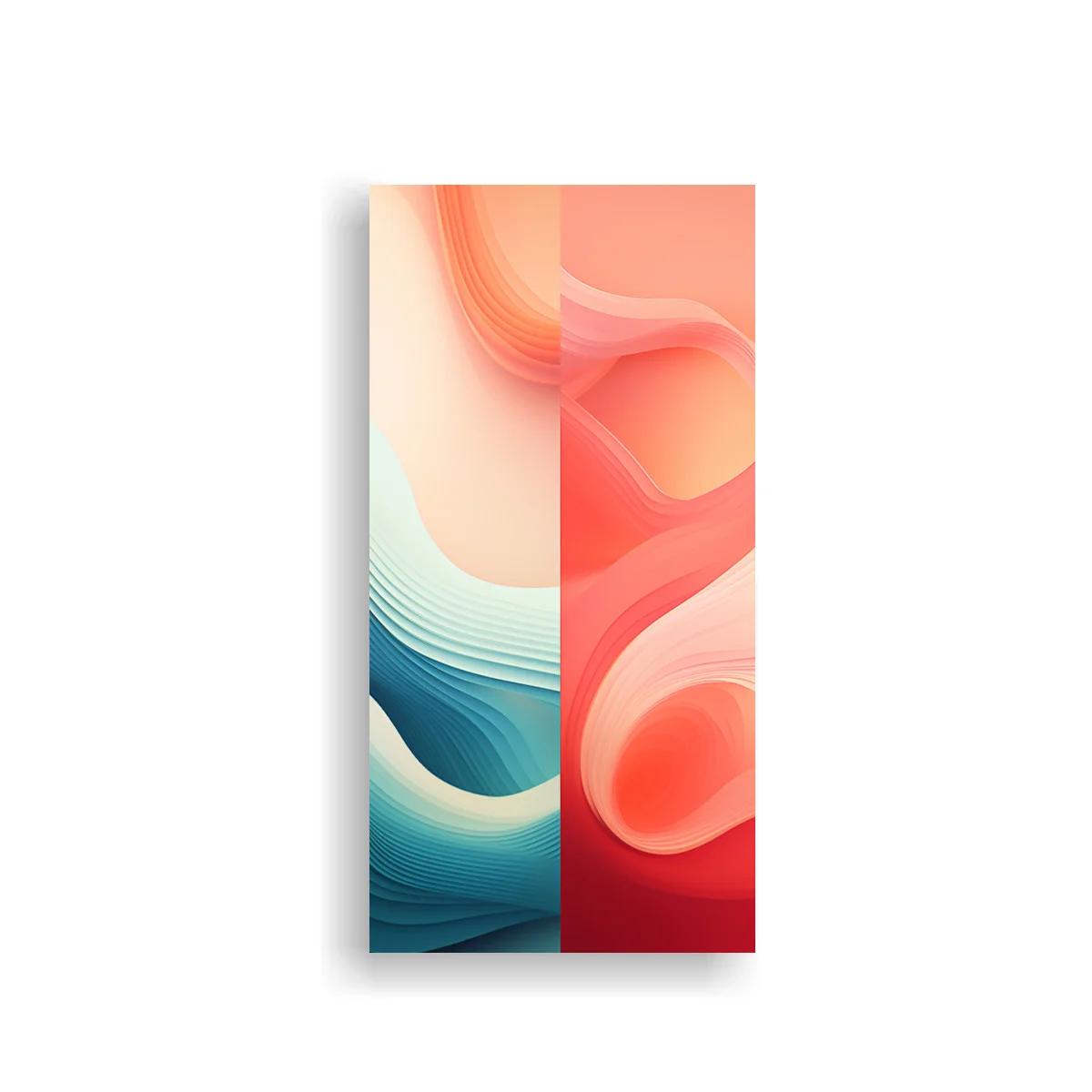 Cuadro formas onduladas abstractas en contraste frío y cálido