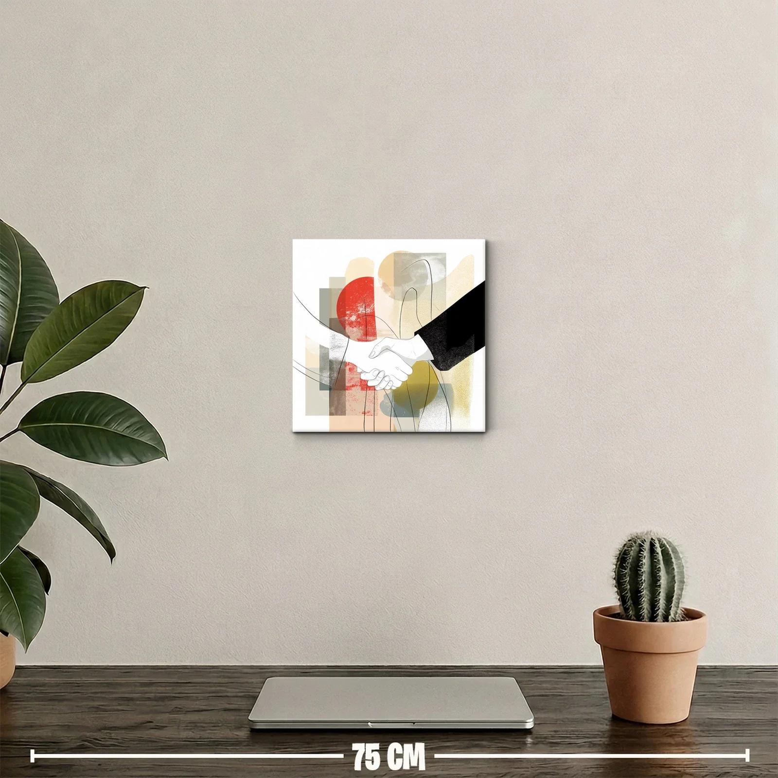 Cuadro decorativo abstracto con apretón de manos estilizado — miniatura 2