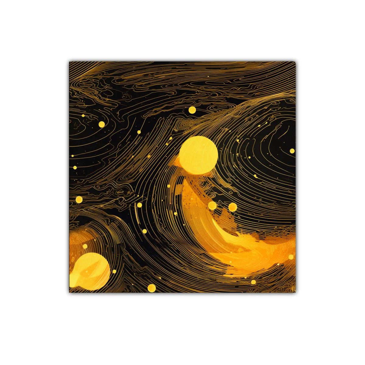 Cuadro abstracto en tonos dorados con flujo dinámico — imagen principal