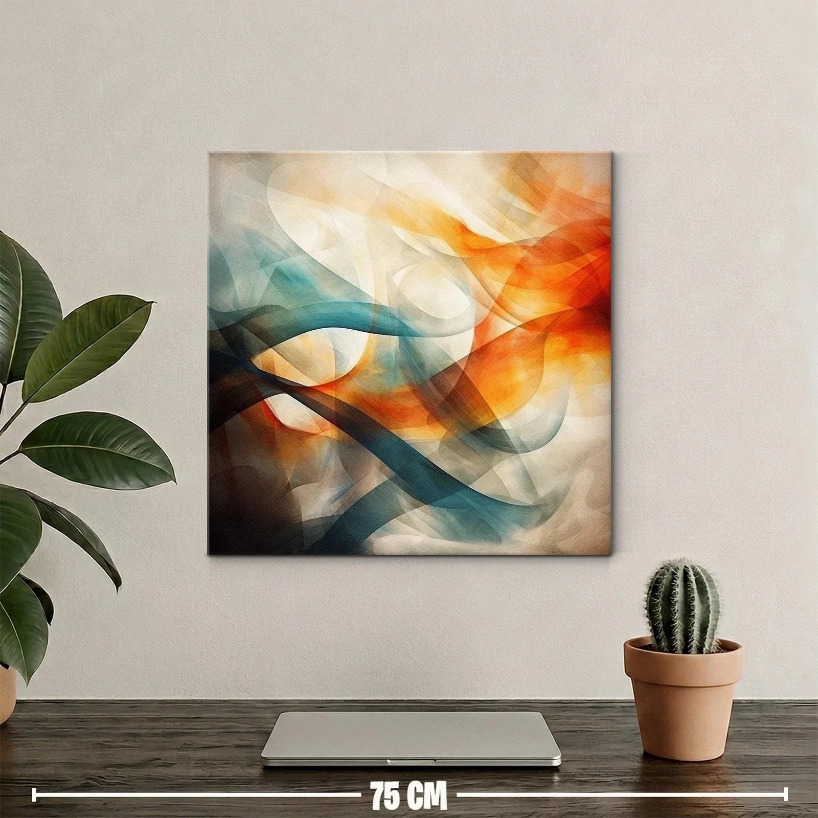 Composición abstracta con tonos cálidos y fríos fluidos — miniatura 2