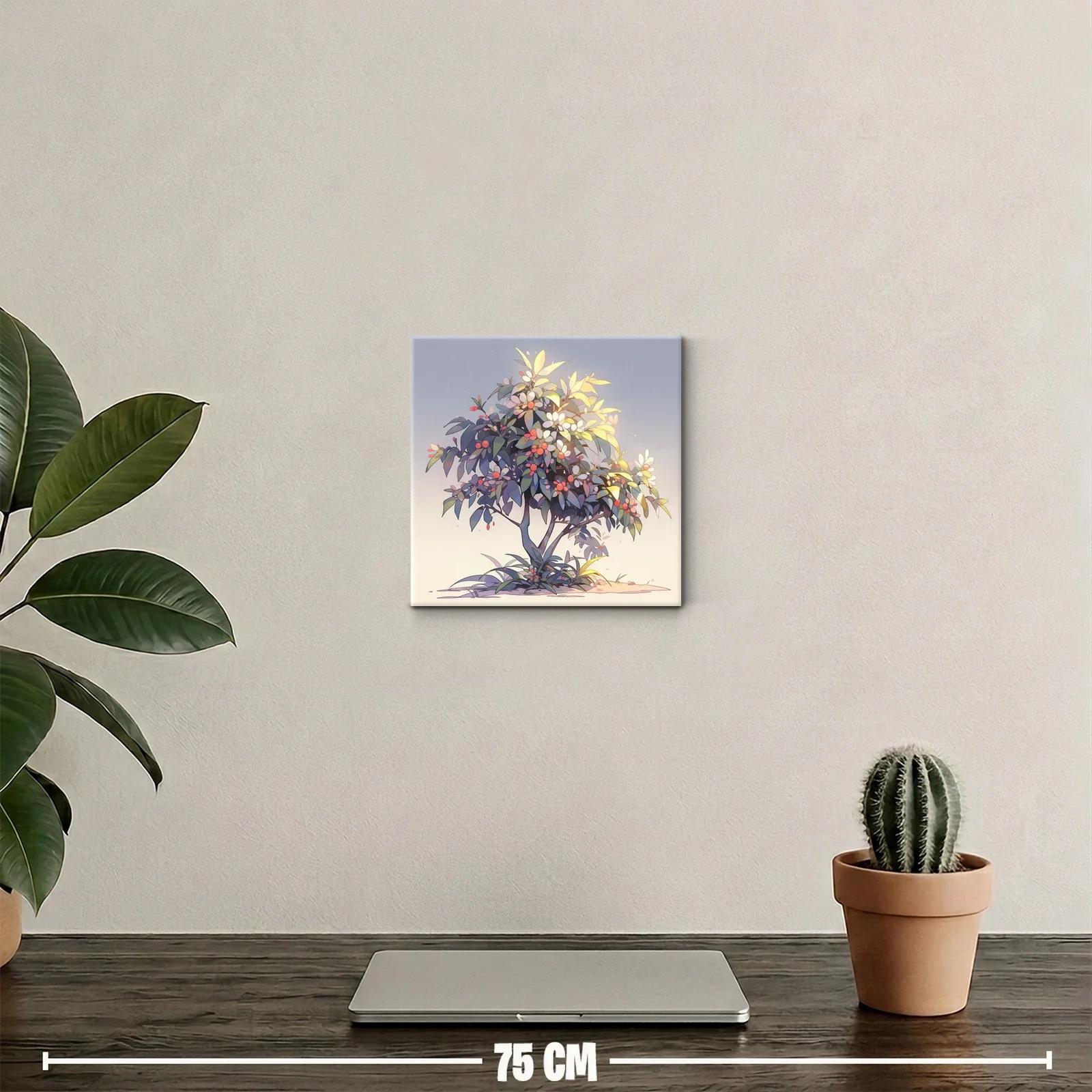 Cuadro decorativo con arbusto luminoso y frutos a color — miniatura 2