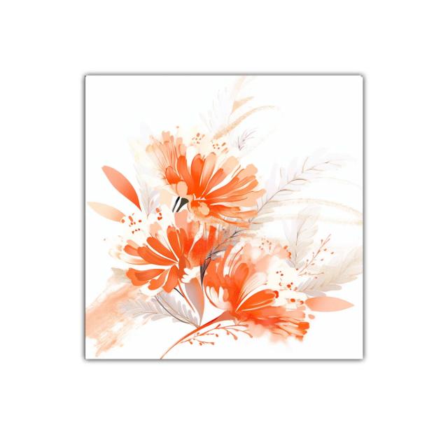 Cuadro decorativo con flores abstractas en tonos naranjas