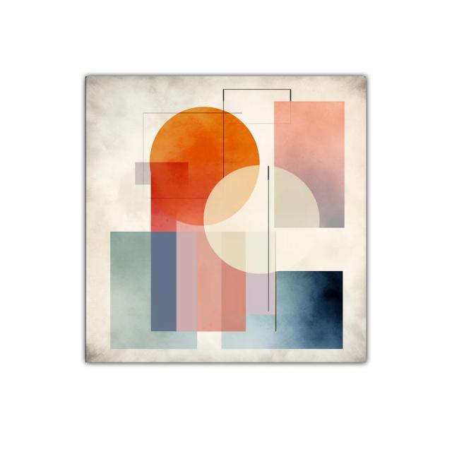 Composición geométrica en tonos cálidos y fríos equilibrados