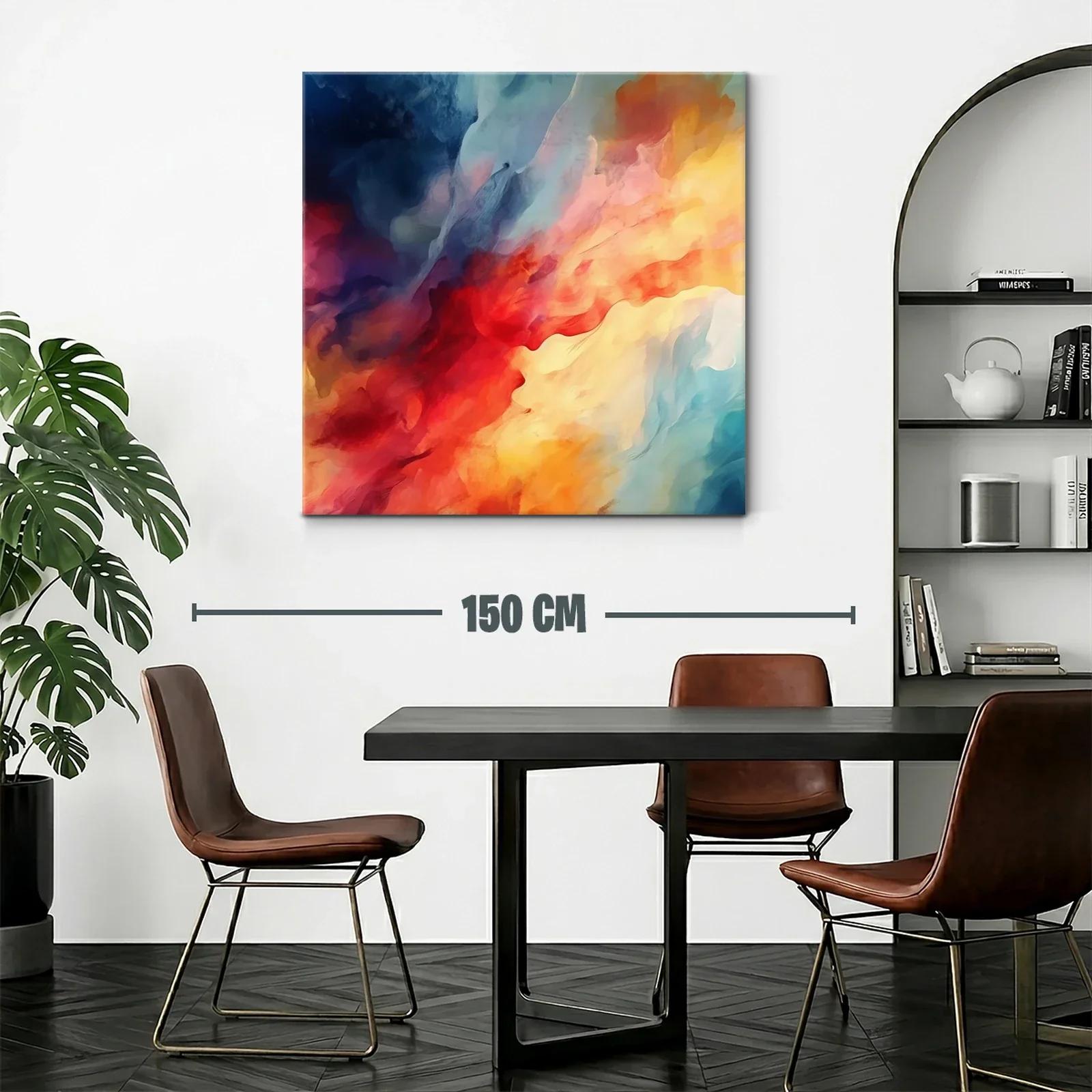 Cuadro abstracto con vibrantes tonos cálidos y fríos — miniatura 2