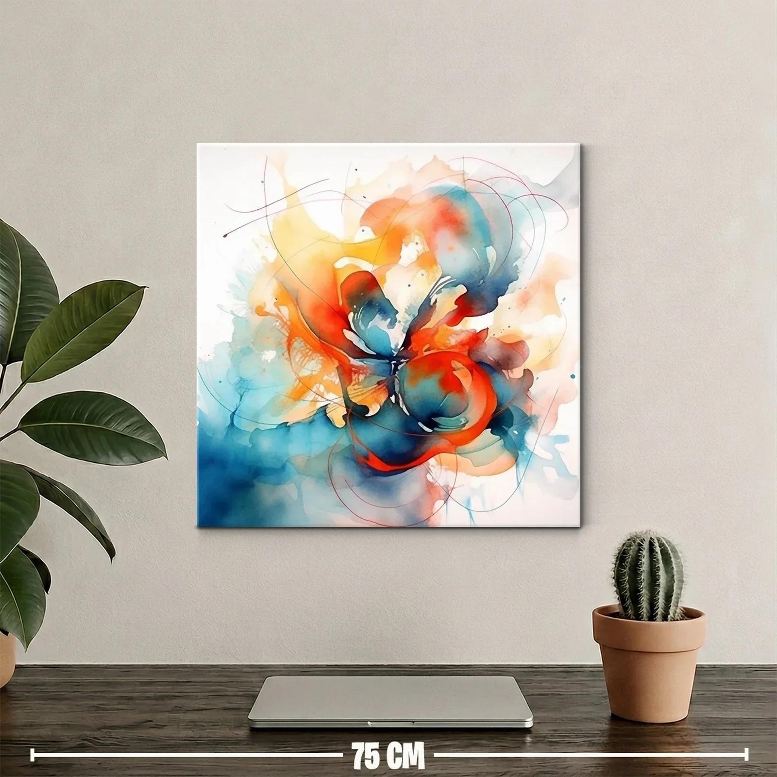 Composición abstracta en tonos cálidos y azules vibrantes — miniatura 2