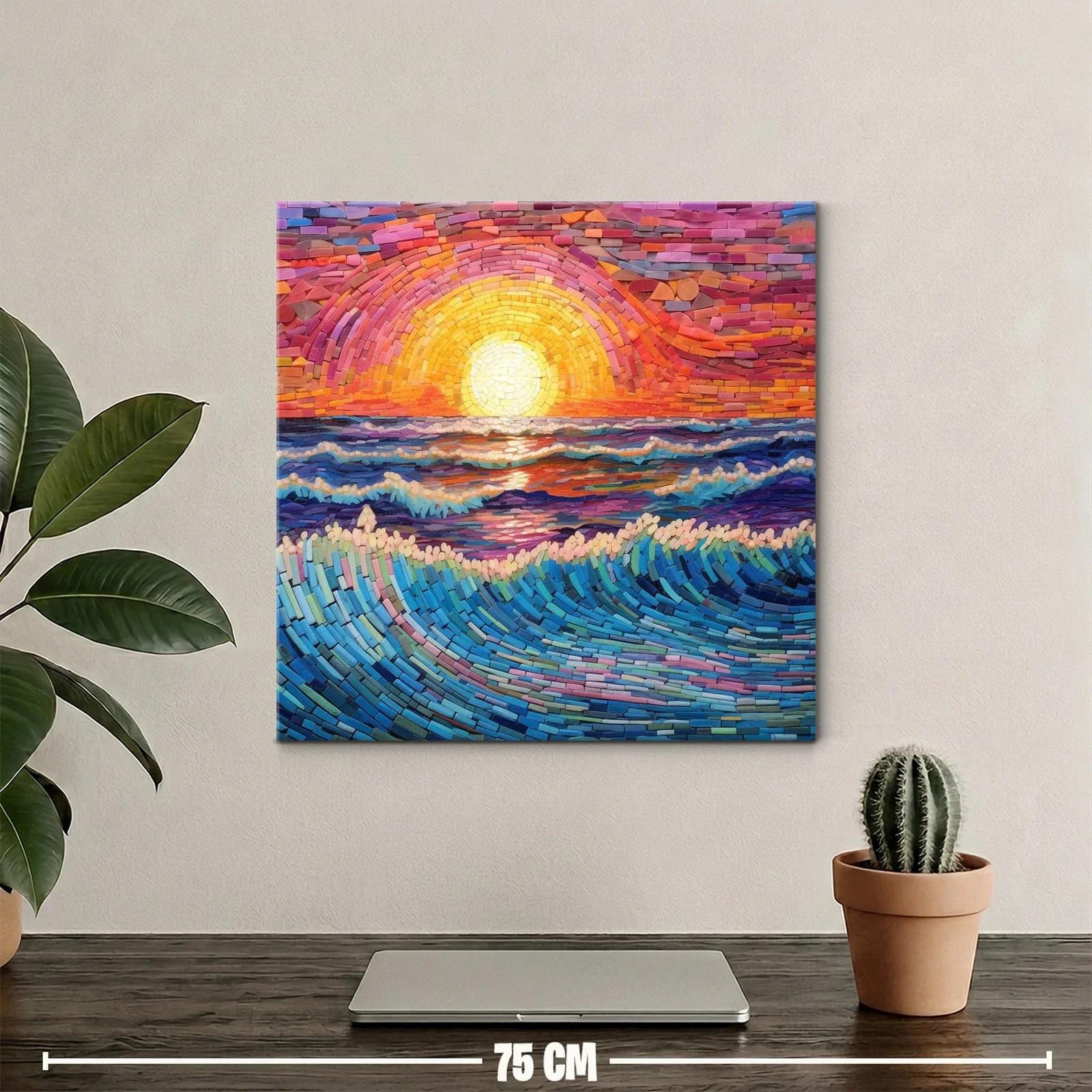 Mosaico de atardecer vibrante sobre el mar en calma — miniatura 2