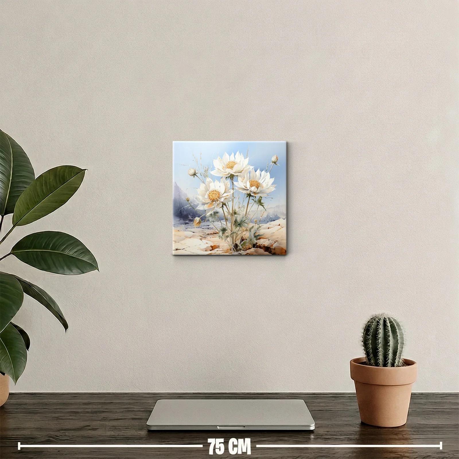 Flores blancas destacando en paisaje árido y sereno — miniatura 2