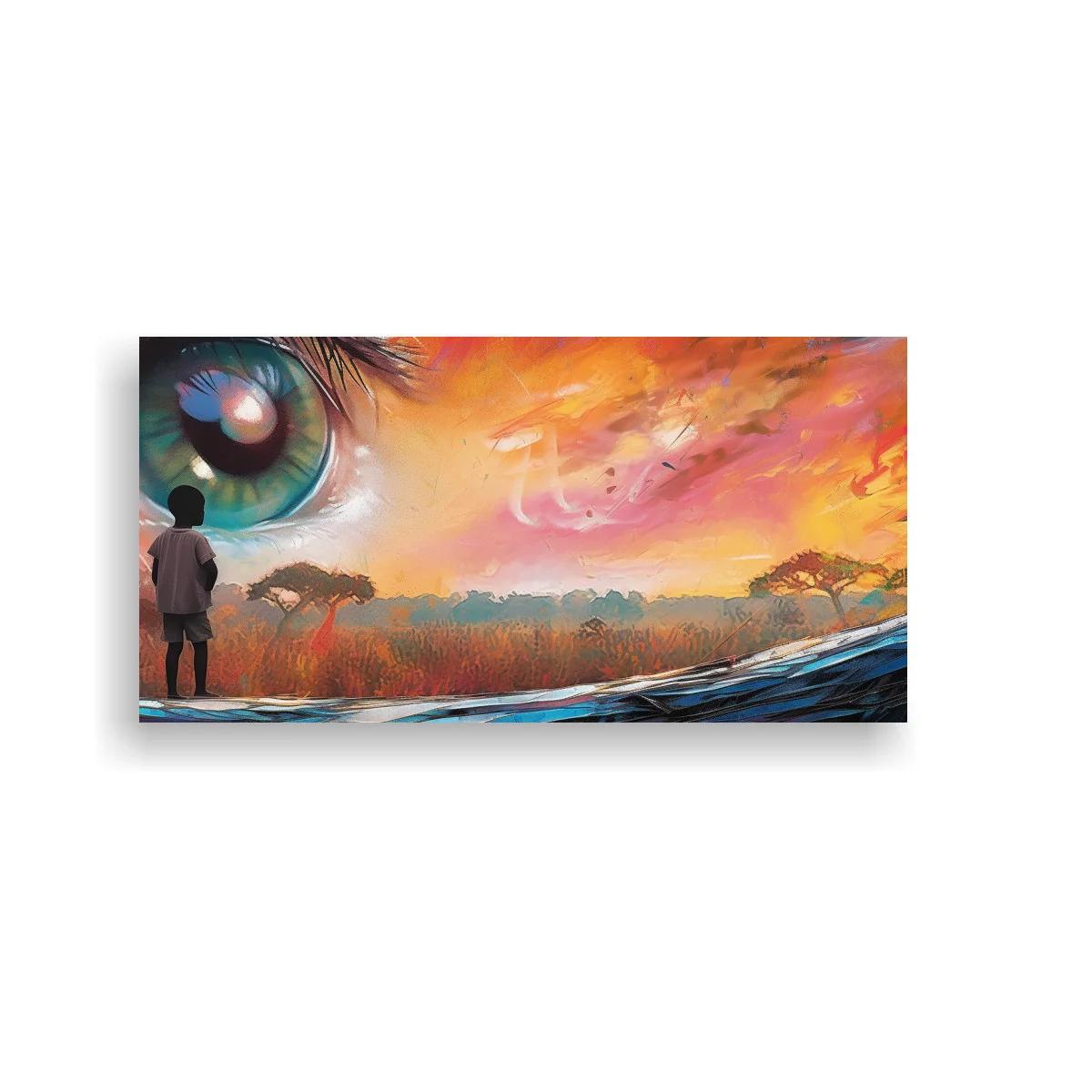 Cuadro ojo surrealista con horizonte de sabana — imagen principal