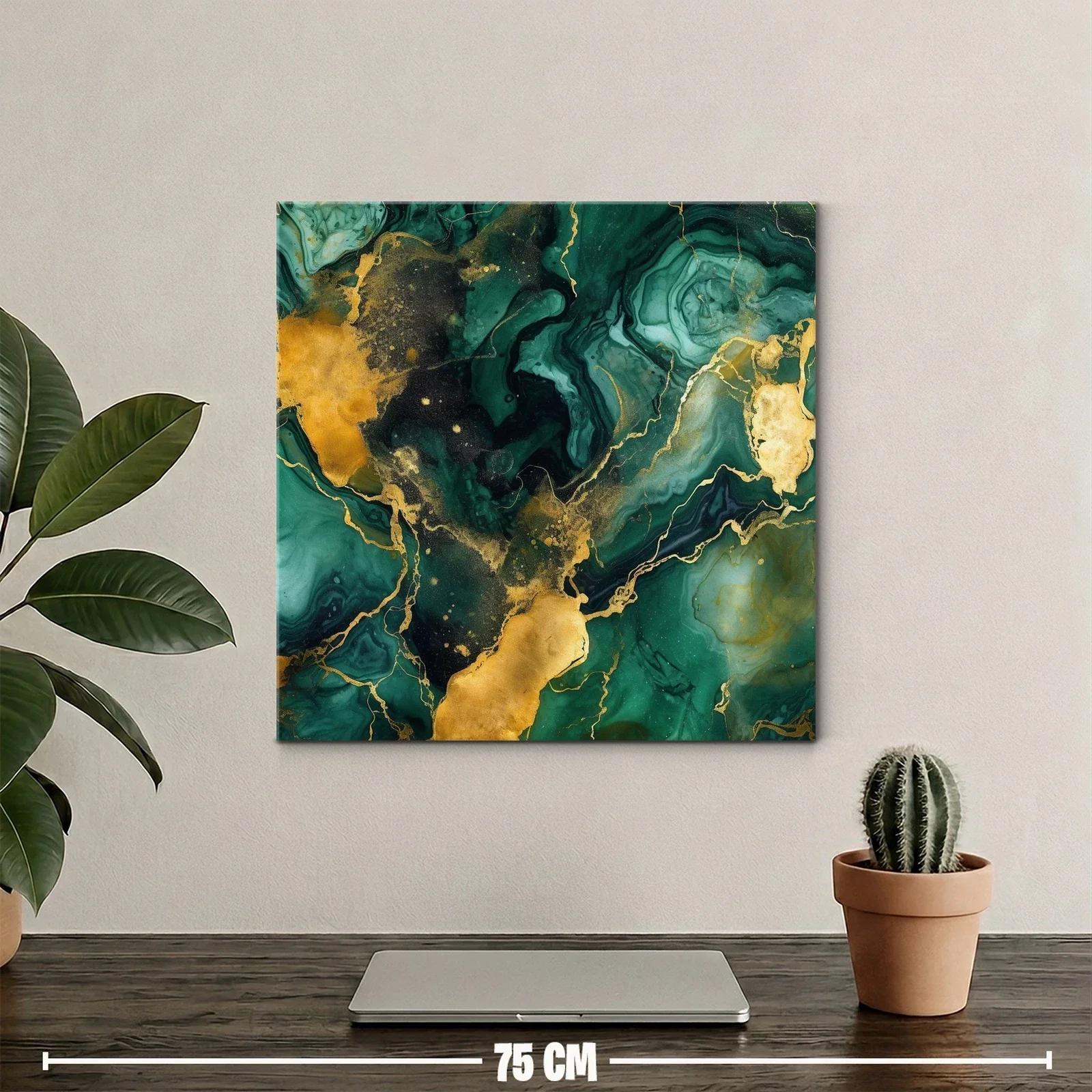Composición abstracta en tonos verdes y dorados elegantes — miniatura 2