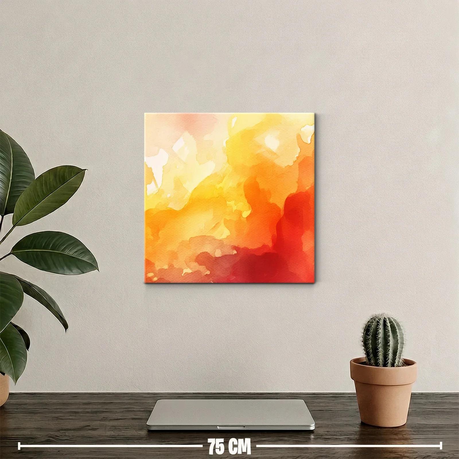 Cuadro abstracto en tonos cálidos con efecto acuarela — miniatura 2