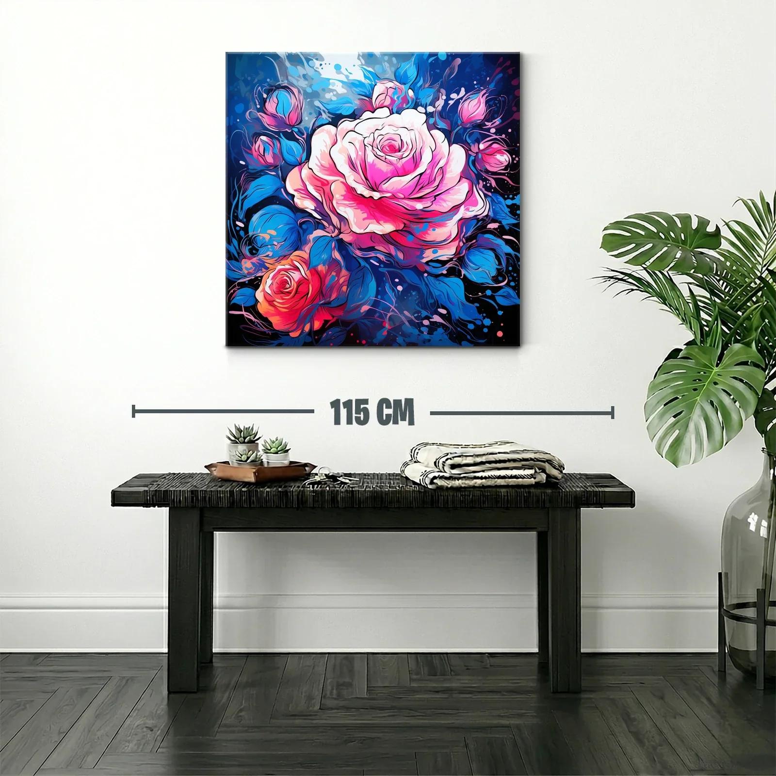 Rosas vibrantes con contrastes de azul intenso y rosa — miniatura 2