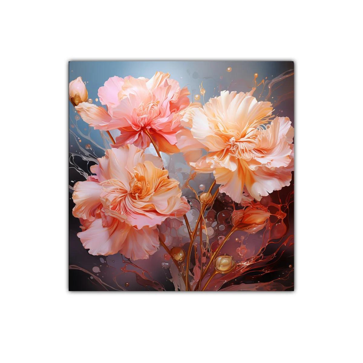 Cuadro decorativo con flores en tonos cálidos y elegantes