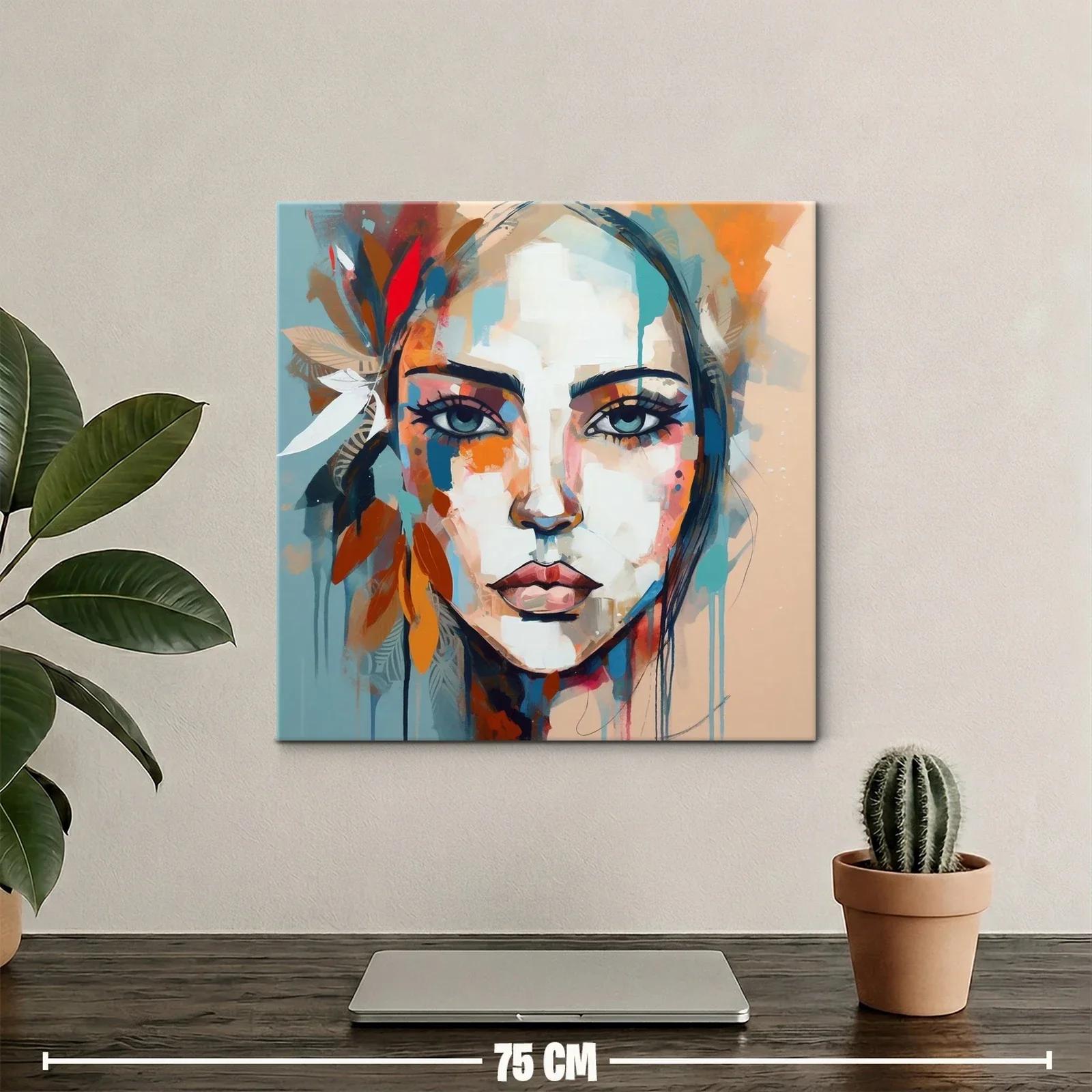 Retrato femenino con tonos vibrantes y detalles florales — miniatura 2