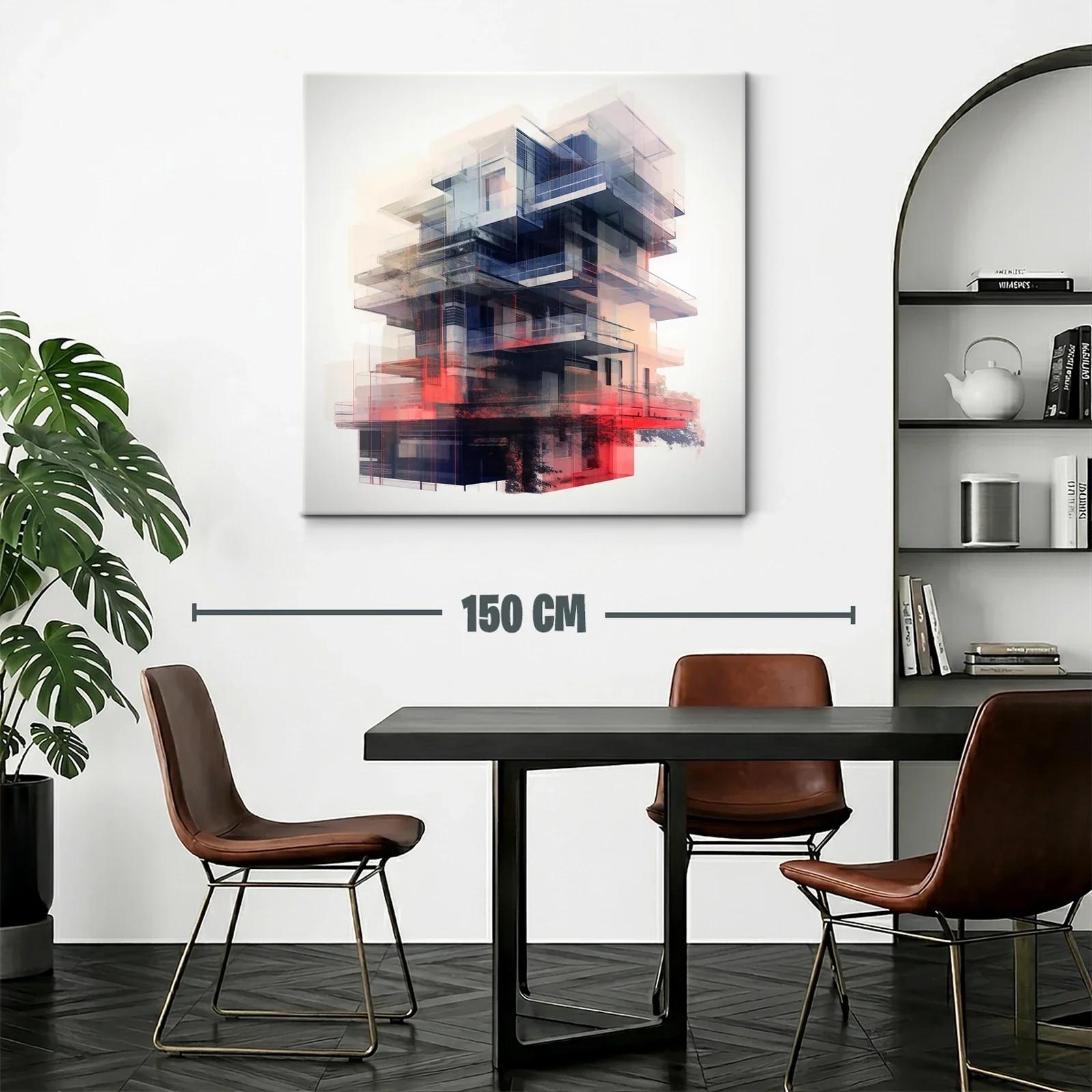 Composición abstracta de arquitectura futurista en tonos rojos y azules — miniatura 2