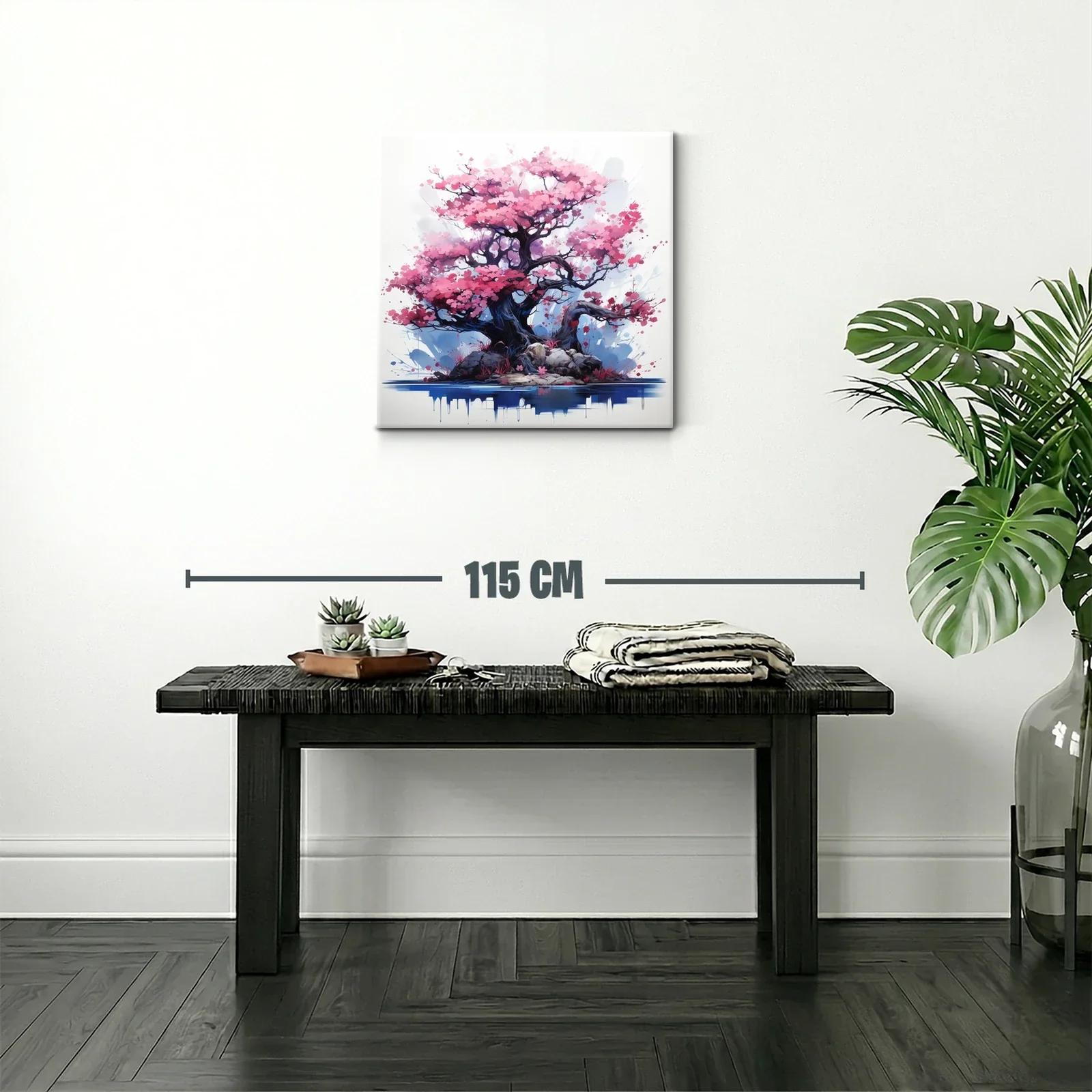 Árbol con flores rosas en paisaje delicado y armonioso — miniatura 2