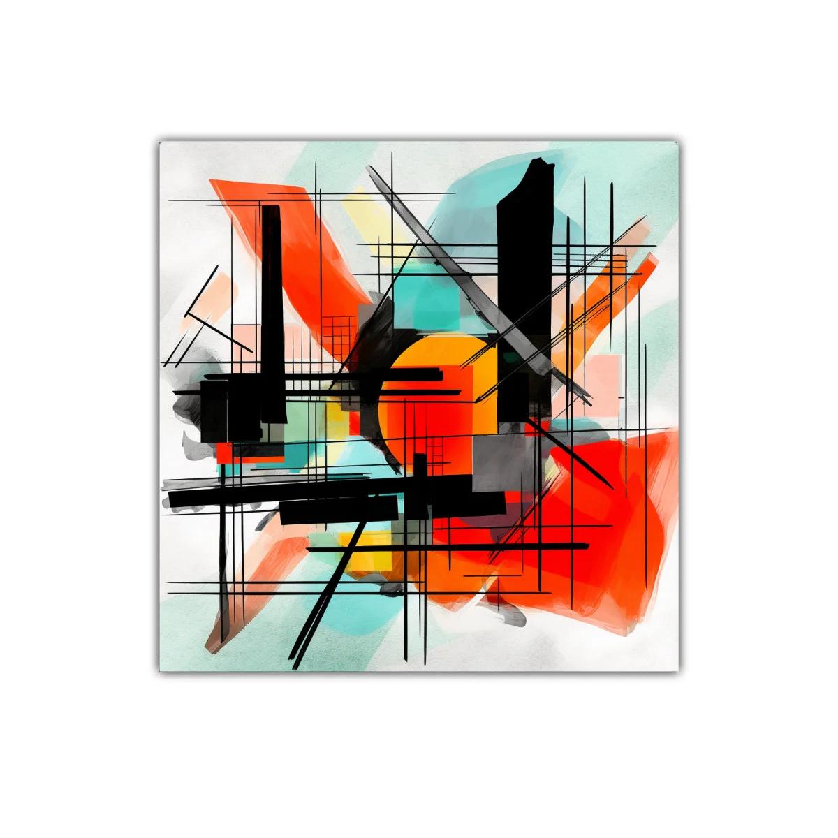 Composición abstracta con líneas negras y colores vibrantes — imagen principal