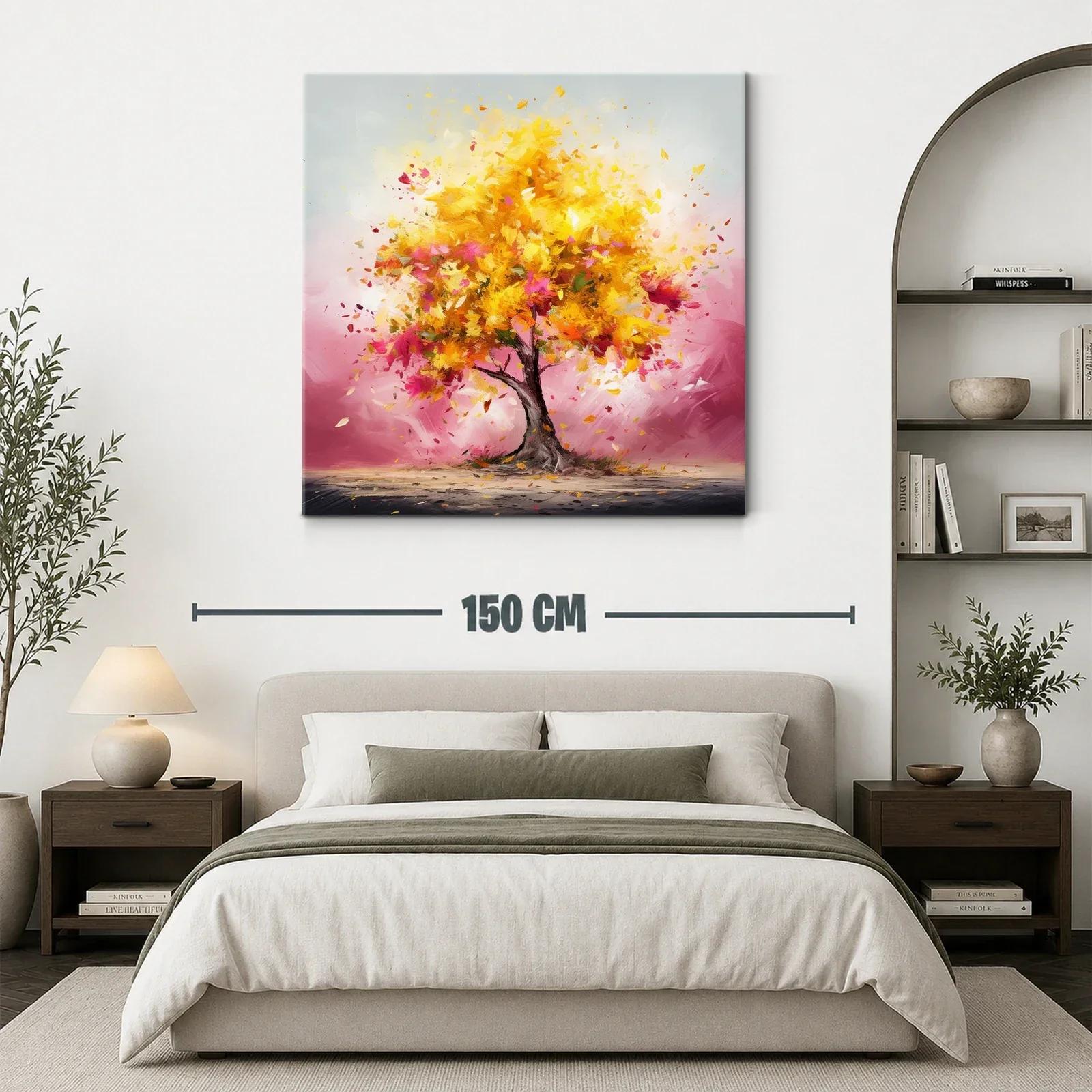 Árbol vibrante con hojas doradas y rosas en movimiento — miniatura 3