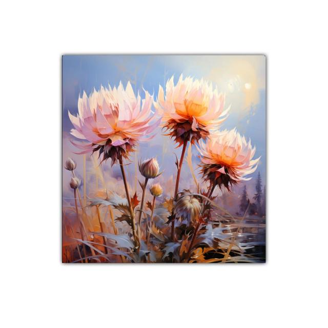 Flores luminosas en amanecer sereno con tonos cálidos