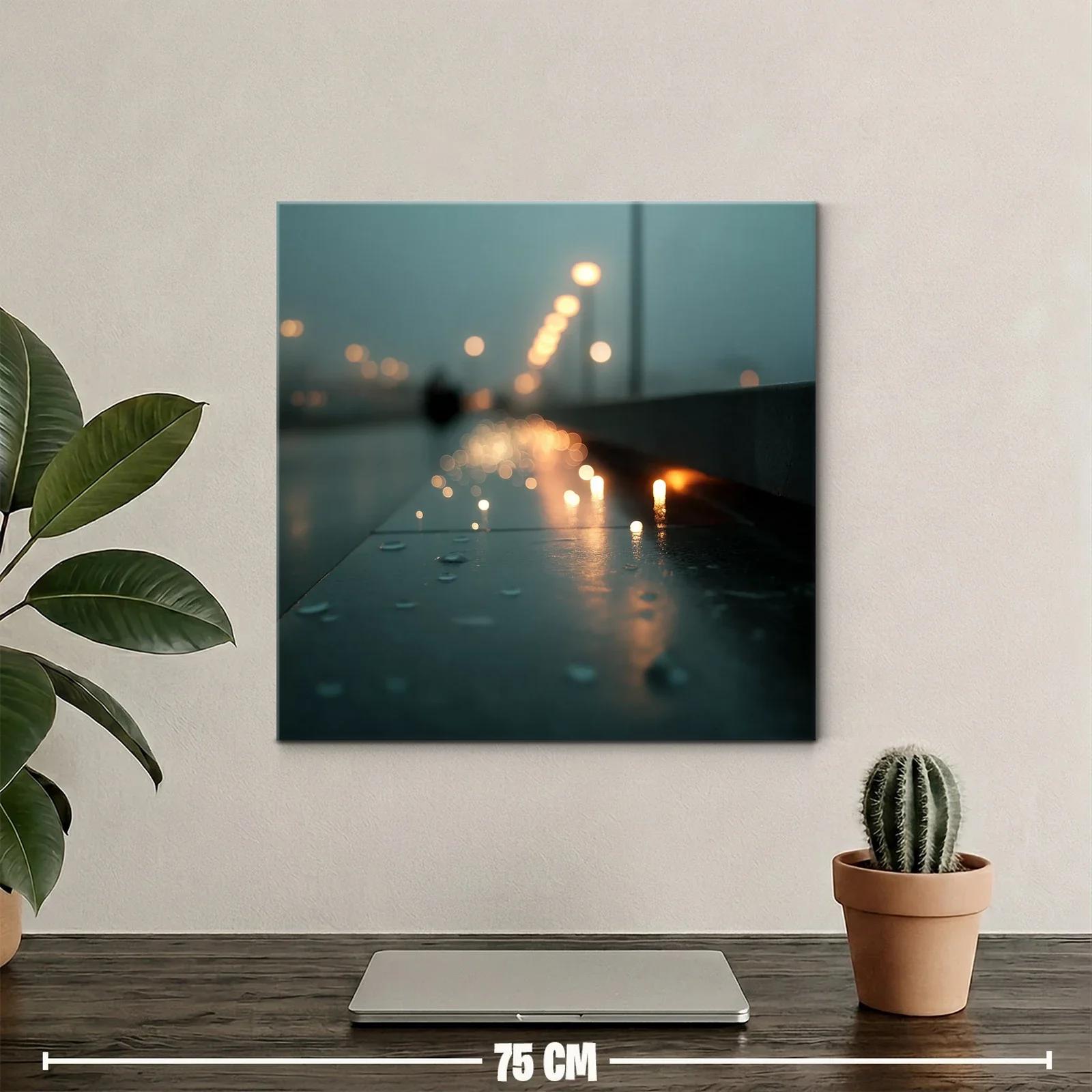 Reflejos nocturnos en paseo urbano con gotas de lluvia — miniatura 2