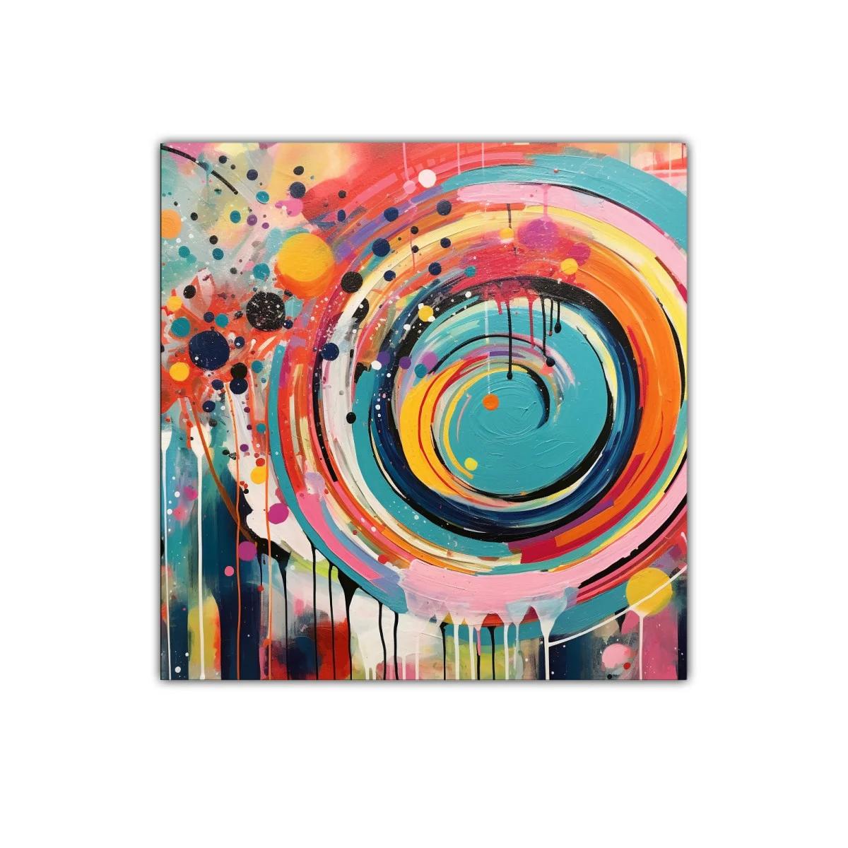 Cuadro abstracto con espiral dinámica y colores vibrantes