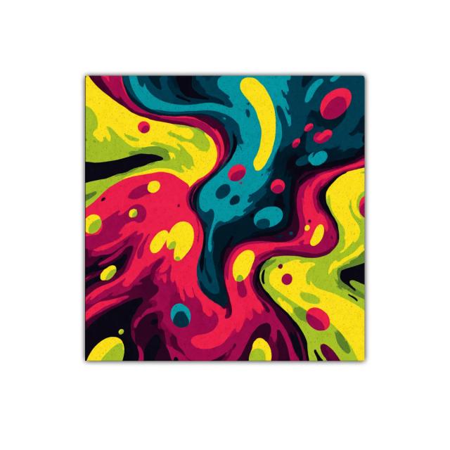 Cuadro abstracto con formas orgánicas y colores vibrantes