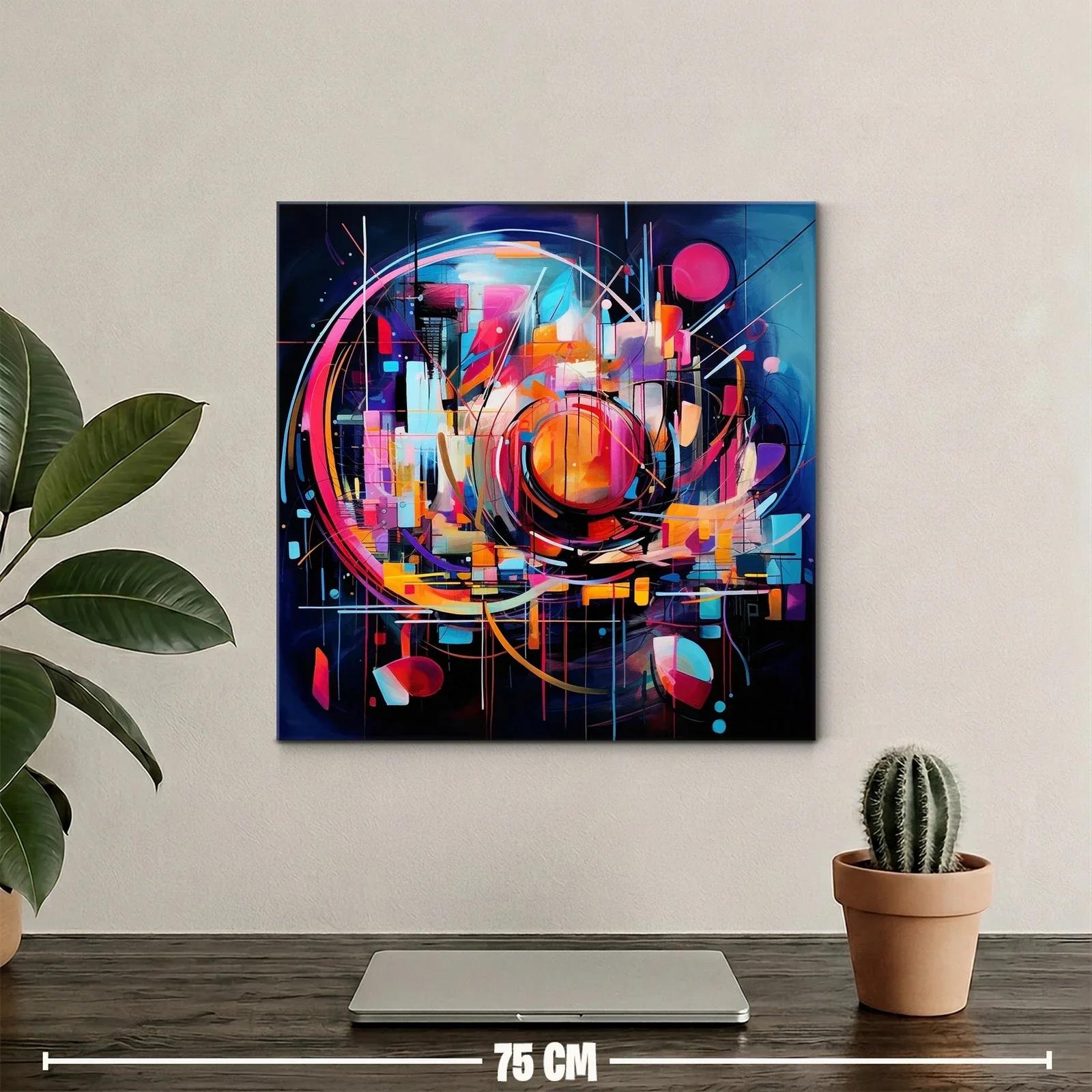 Cuadro abstracto con formas geométricas vibrantes y dinámicas — miniatura 2