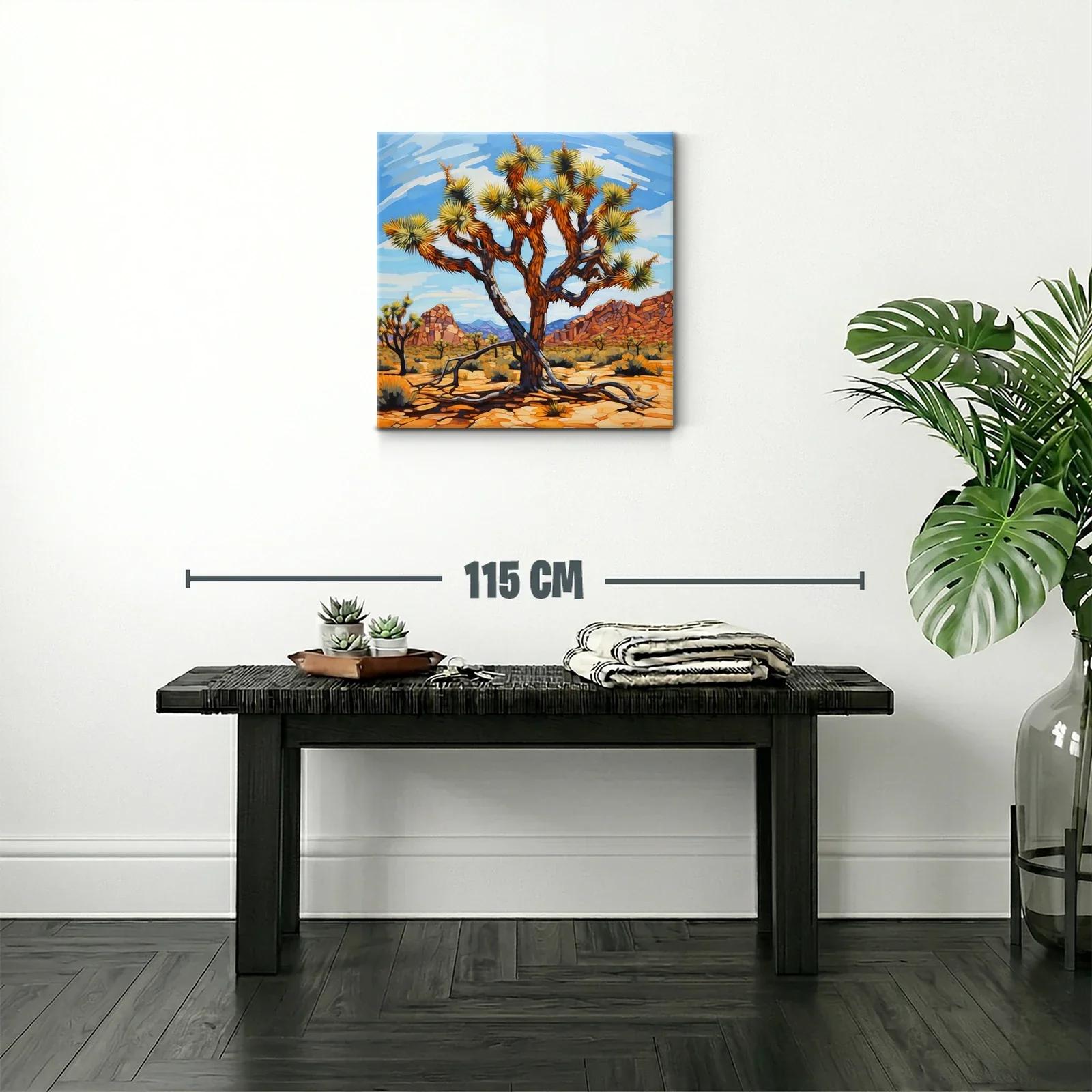 Paisaje desértico con árbol en tonos cálidos y cielos azules — miniatura 2