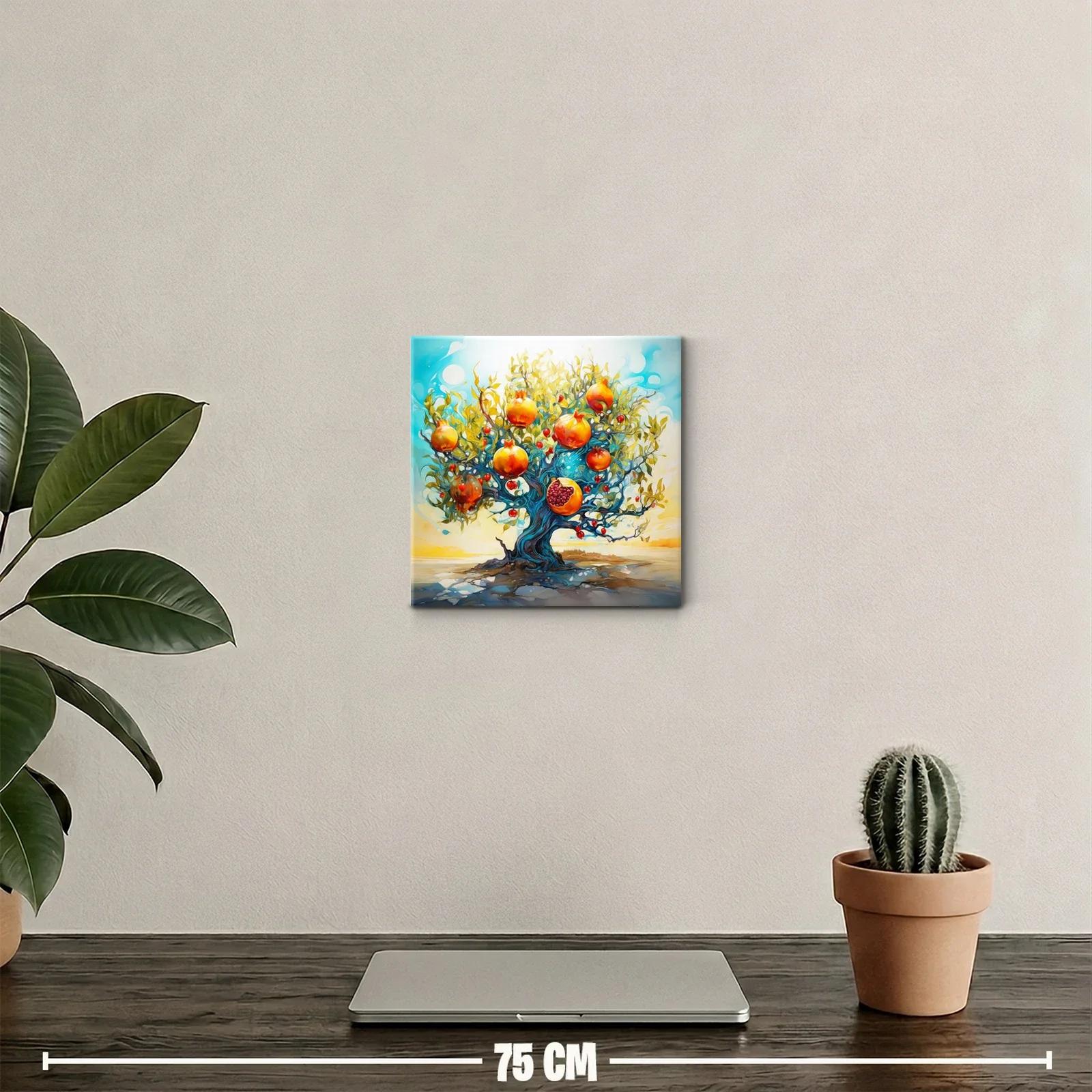Árbol de granadas vibrantes en paisaje surrealista — miniatura 2
