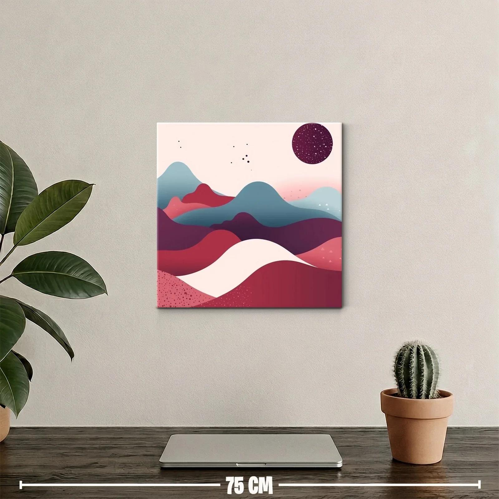 Paisaje abstracto en tonos cálidos y fríos con esfera estrellada — miniatura 2
