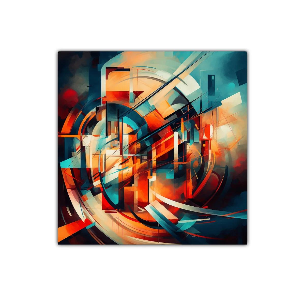 Composición abstracta vibrante con formas dinámicas y colores cálidos