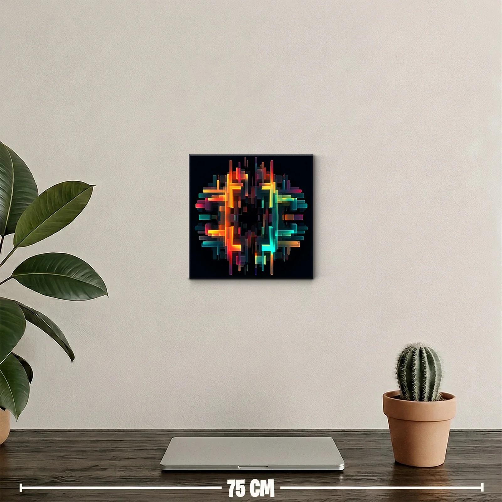 Cuadro abstracto con formas geométricas luminosas y colores vibrantes — miniatura 2