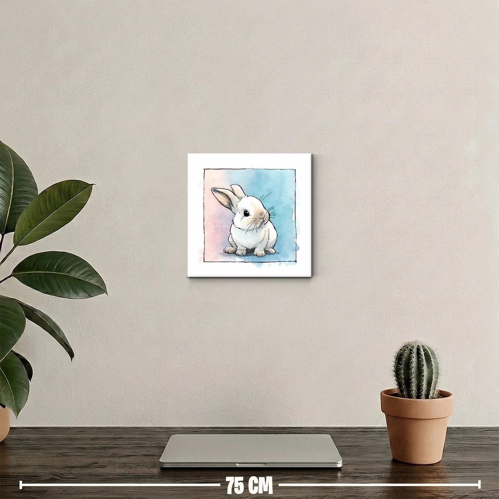 Dulce ilustración de conejo tierno en acuarela suave — miniatura 2