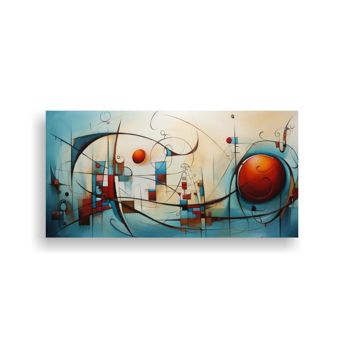 Cuadro esfera roja y arcos geométricos — imagen principal