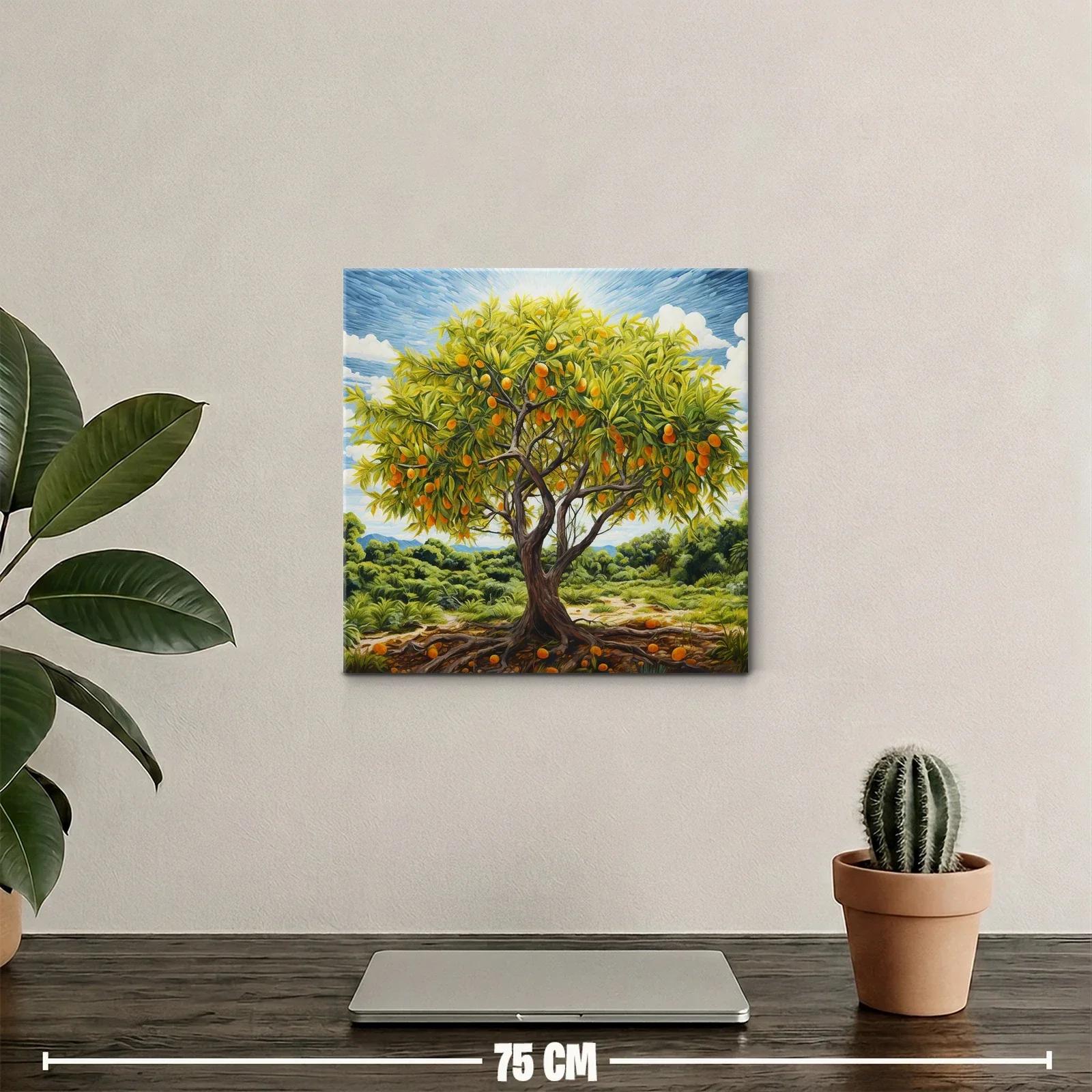 Árbol frutal con naranjas bajo un cielo azul vibrante — miniatura 2