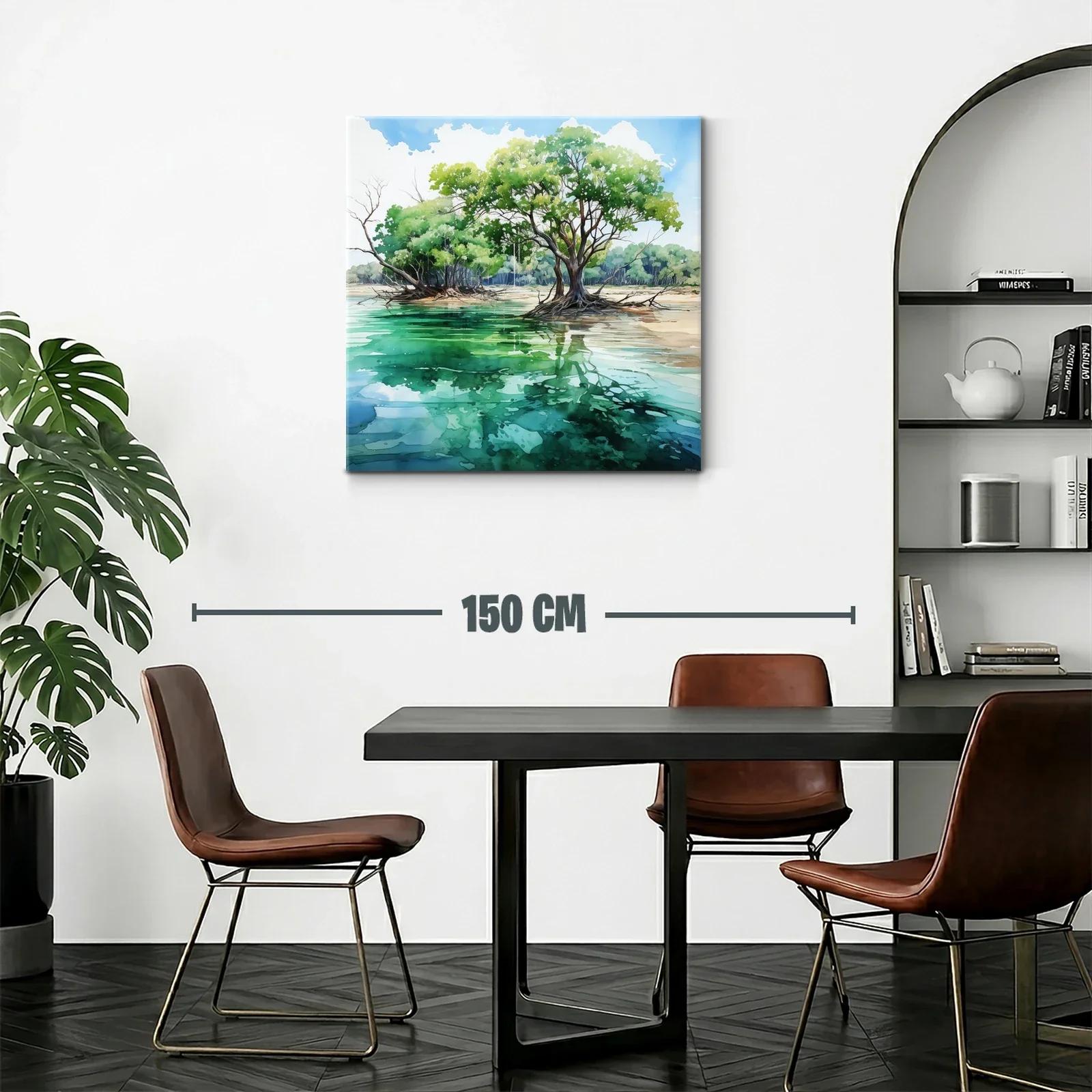 Paisaje natural con árboles reflejados en agua tranquila — miniatura 2