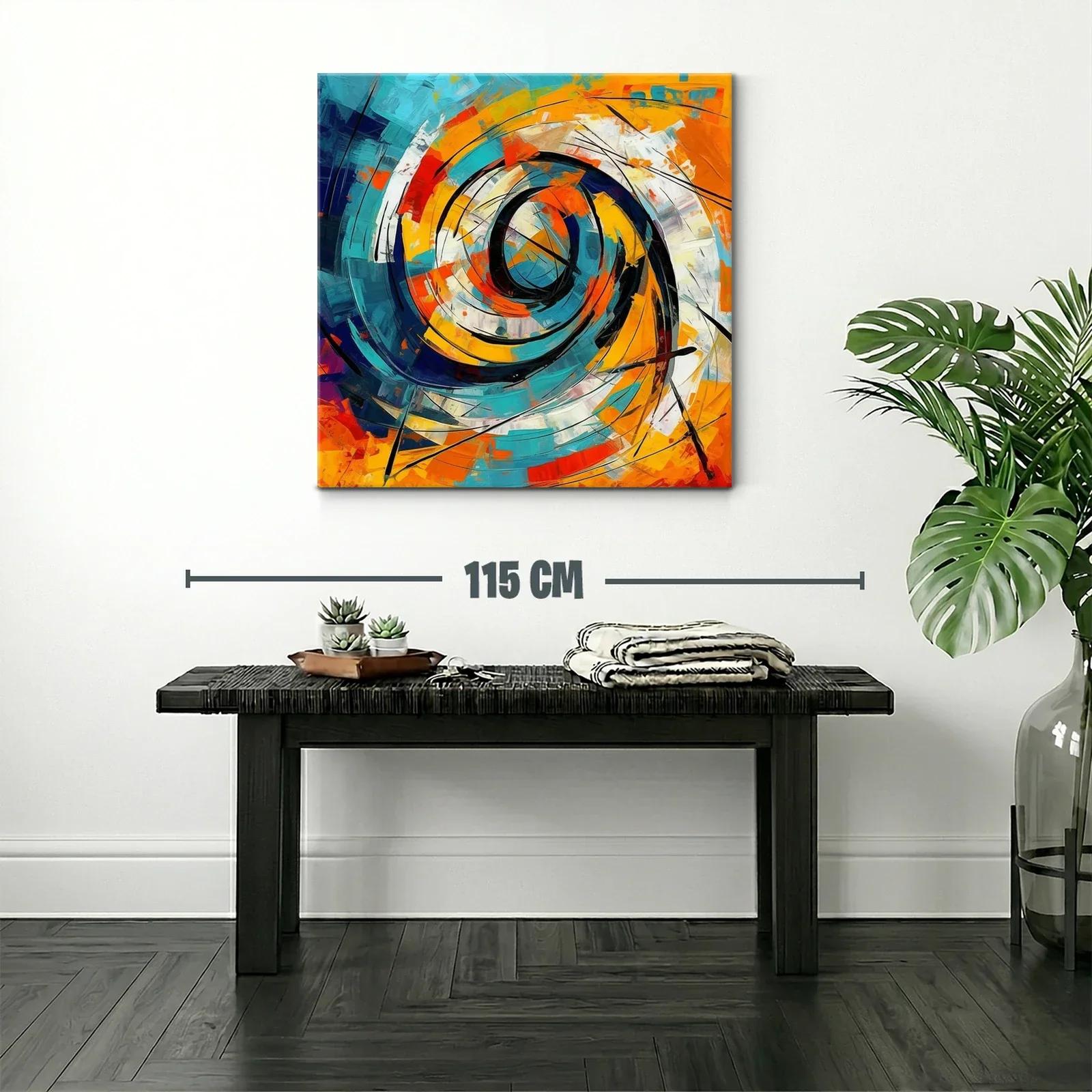Cuadro abstracto con espiral dinámico y tonos vibrantes — miniatura 2