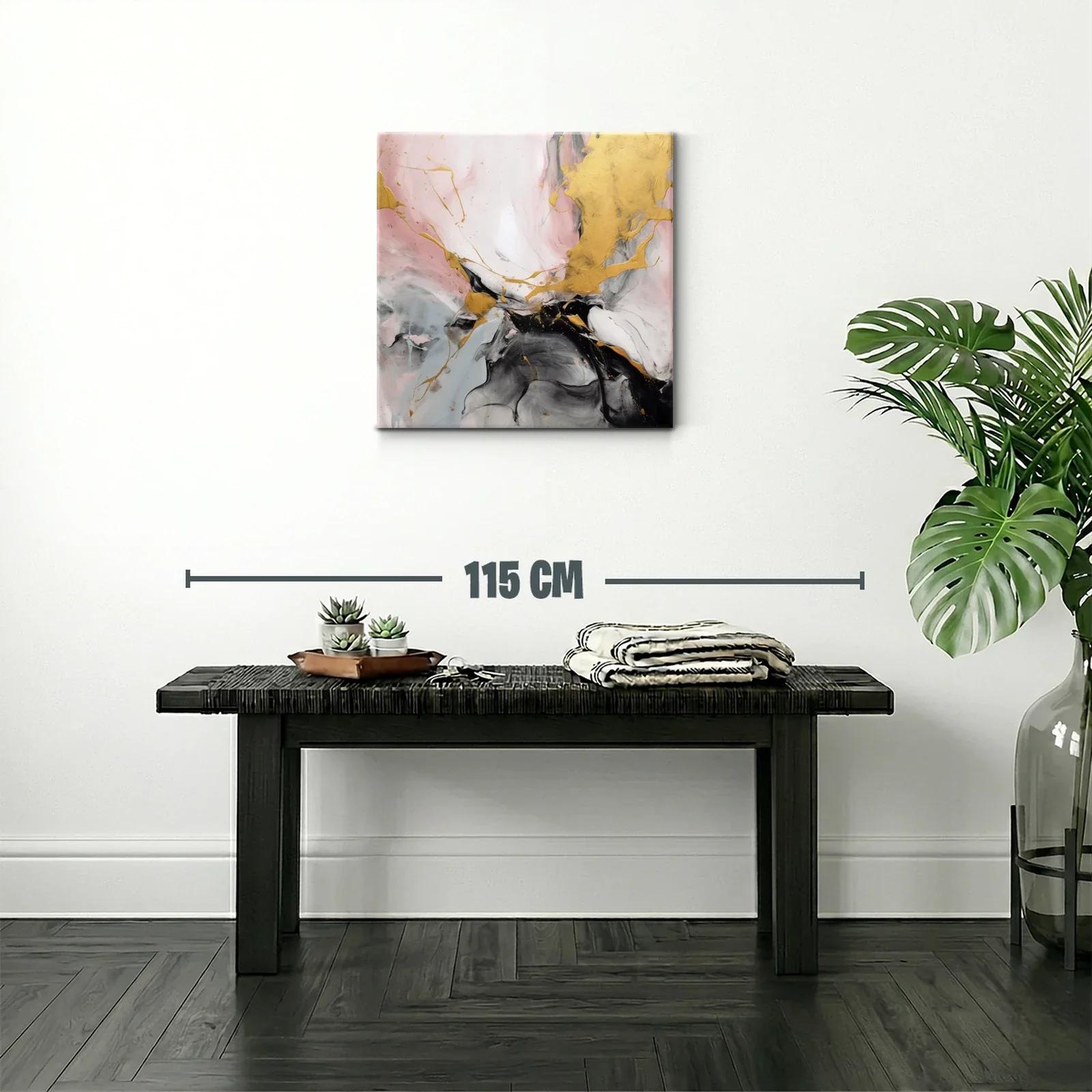 Cuadro abstracto con detalles dorados y tonos suaves — miniatura 2