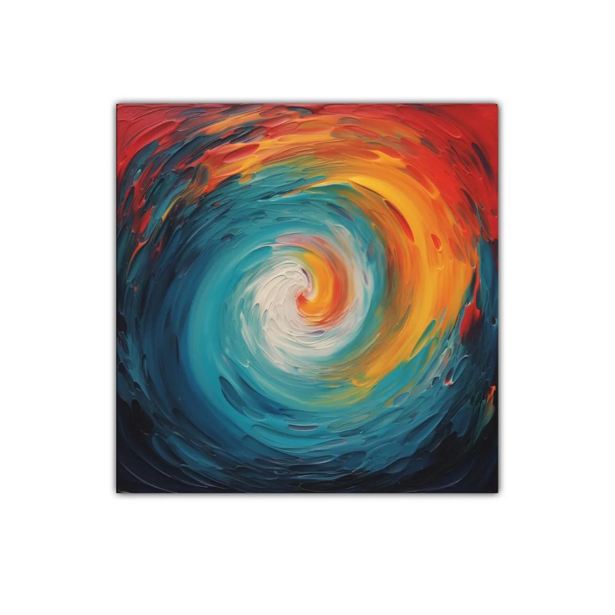 Cuadro abstracto con remolino de colores vibrantes y energía dinámica