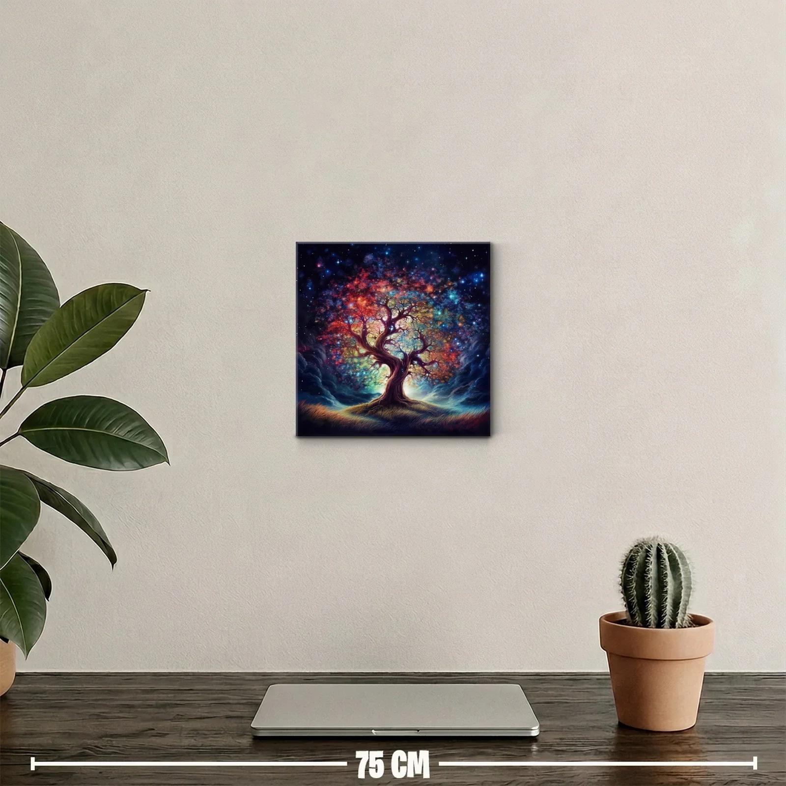 Árbol mágico con colores vibrantes en cielo estrellado — miniatura 2