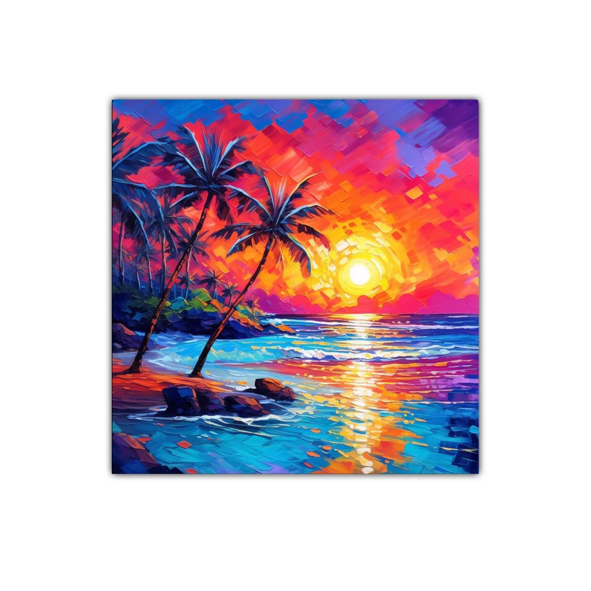 Atardecer vibrante con palmeras en la playa tropical — imagen principal