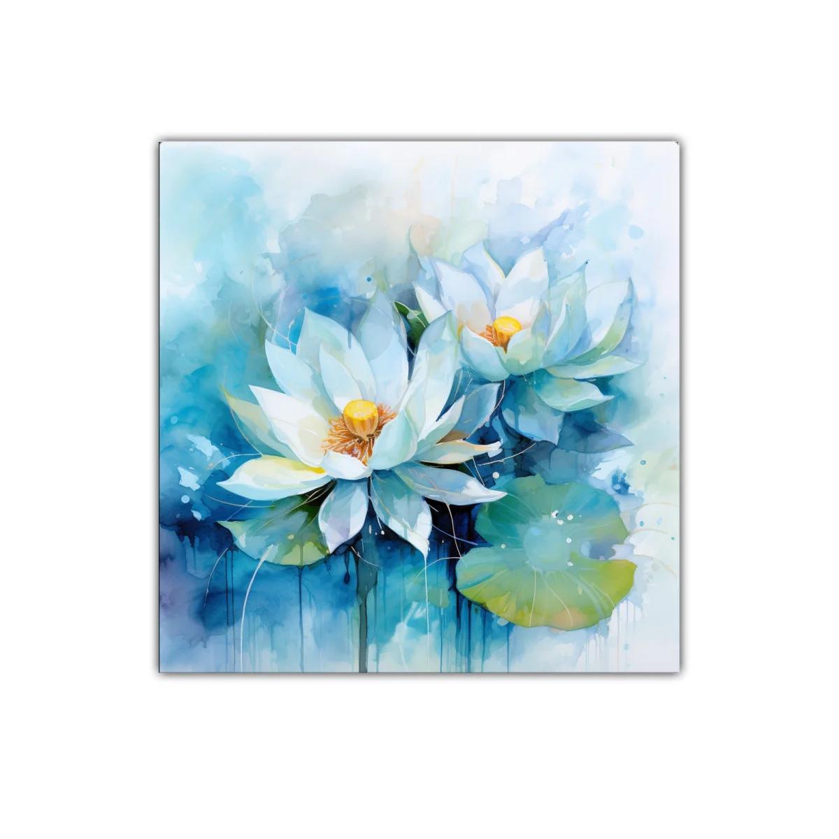 Serenidad en flores de loto blancas y tonos azules — imagen principal