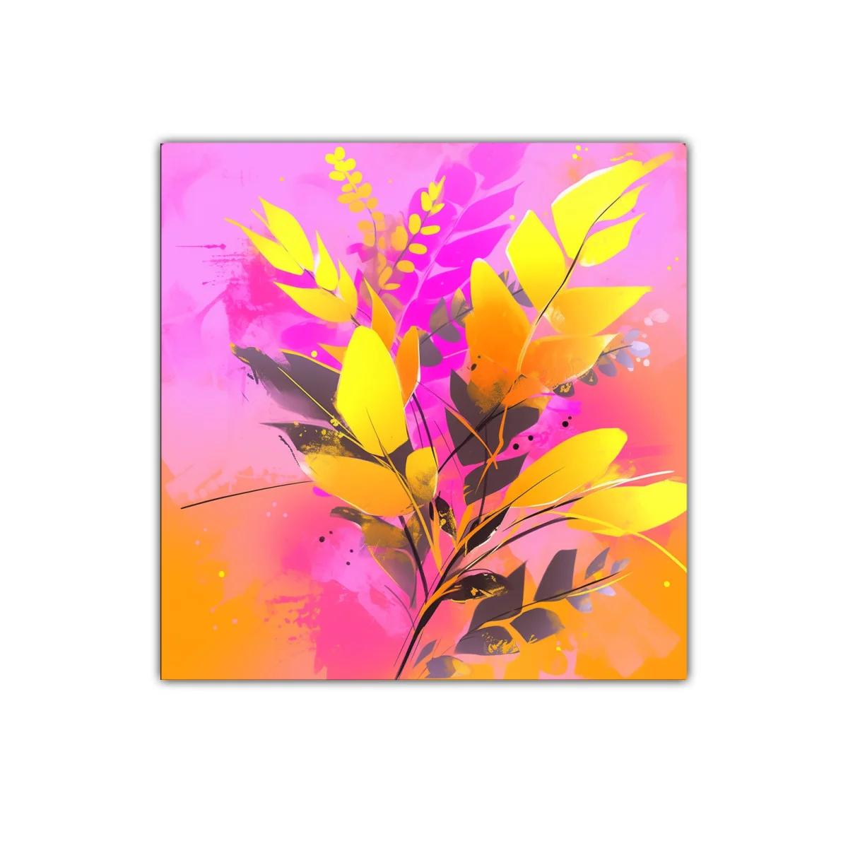 Cuadro decorativo con hojas vibrantes en tonos cálidos — imagen principal