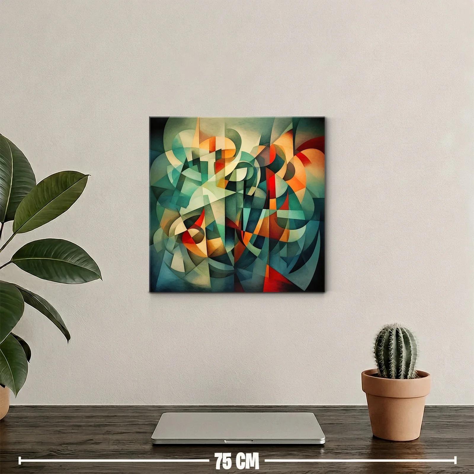 Cuadro abstracto con formas geométricas y tonos vibrantes — miniatura 2