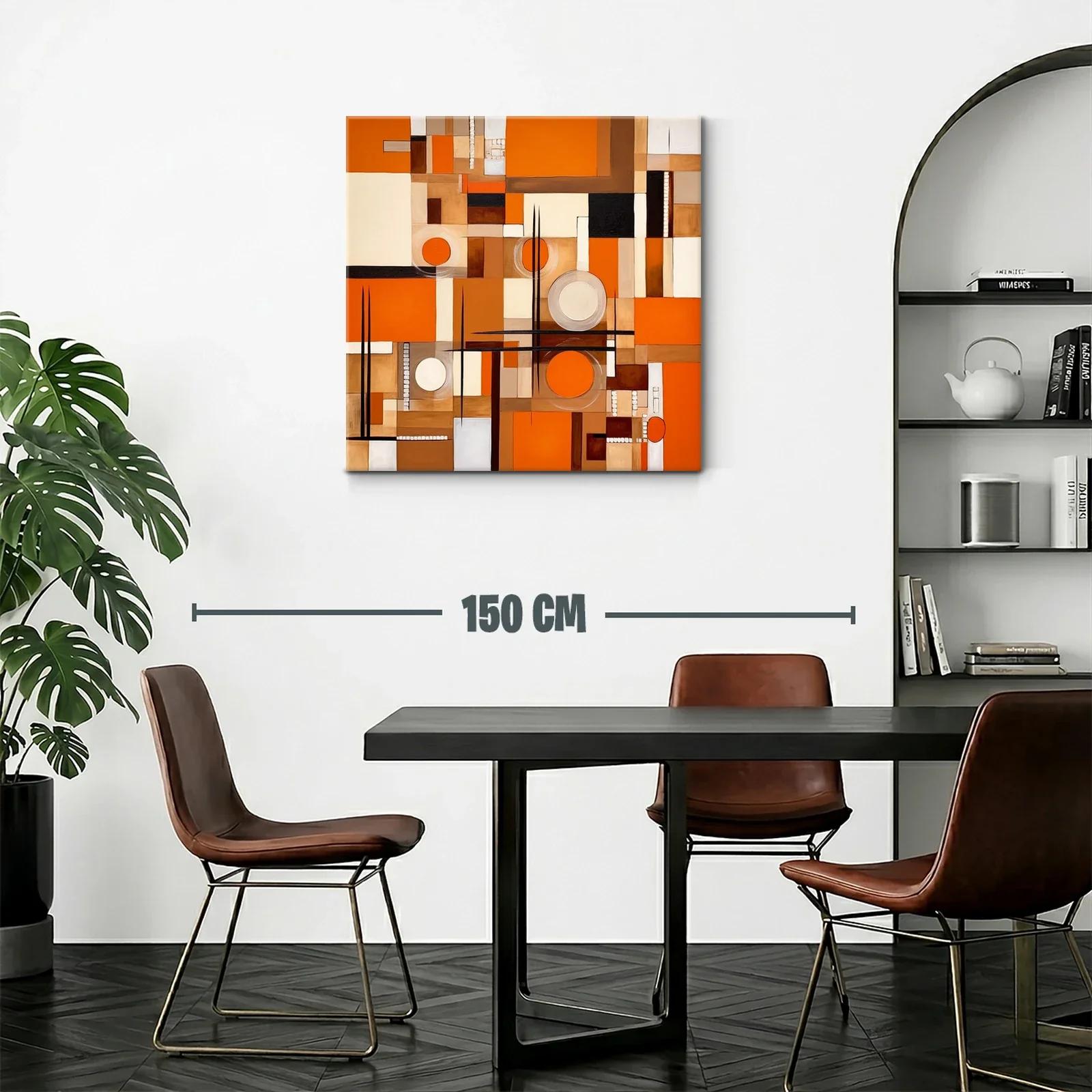 Cuadro abstracto con formas geométricas y tonos cálidos — miniatura 2