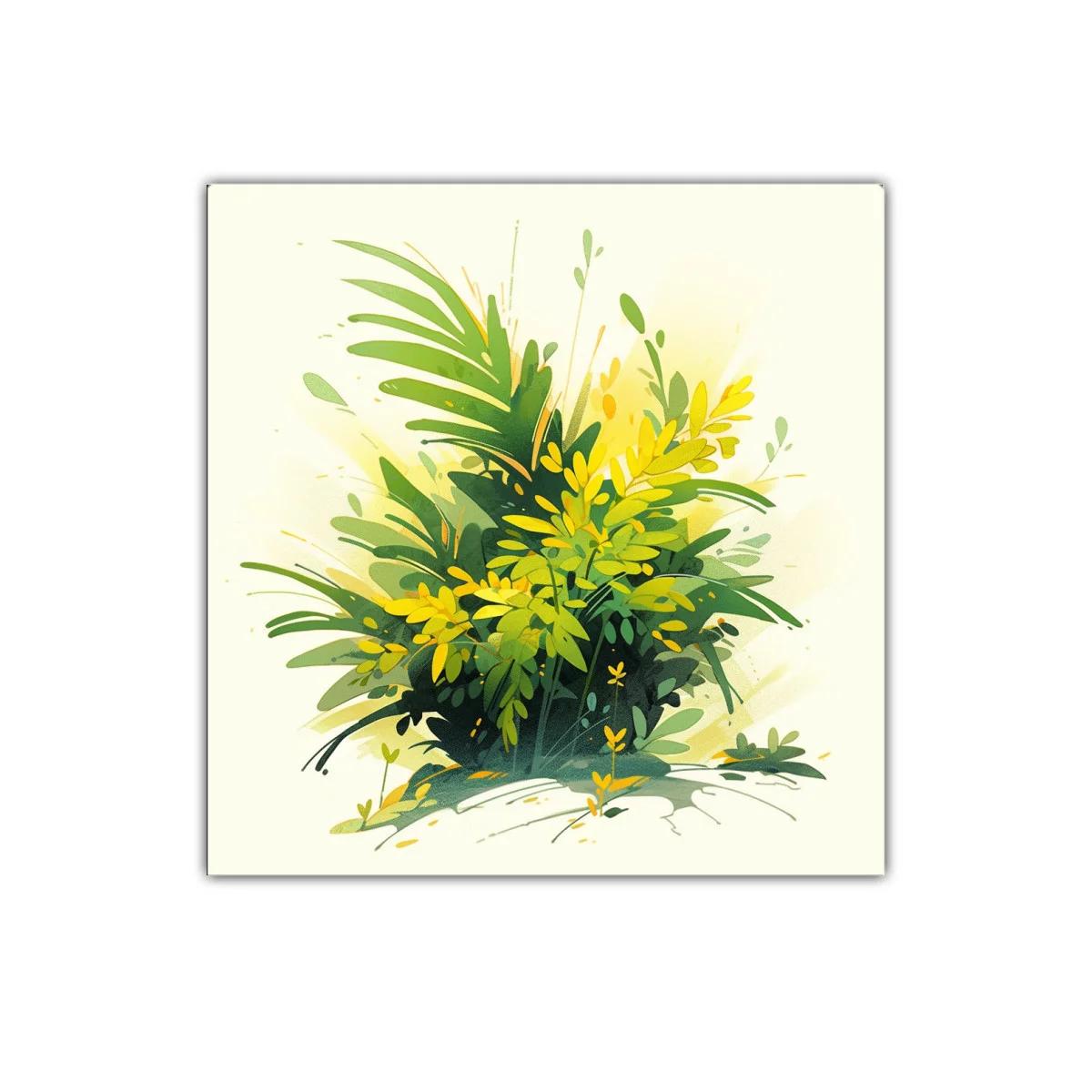 Cuadro decorativo con exuberante follaje en tonos verdes y amarillos — imagen principal