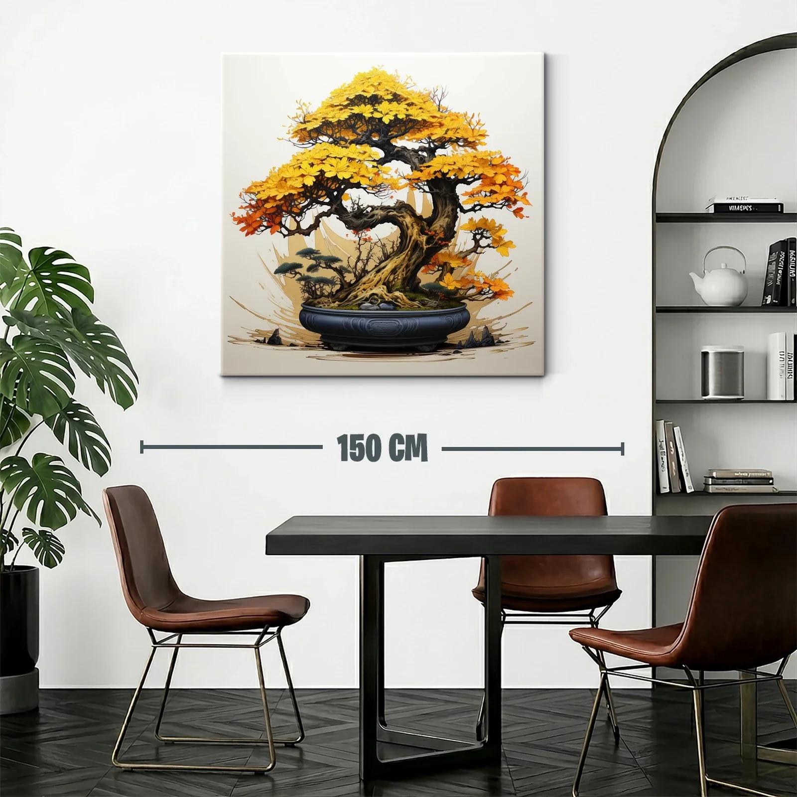 Árbol Bonsái con Hojas en Tonos Otoñales Amarillos y Naranjas — miniatura 2