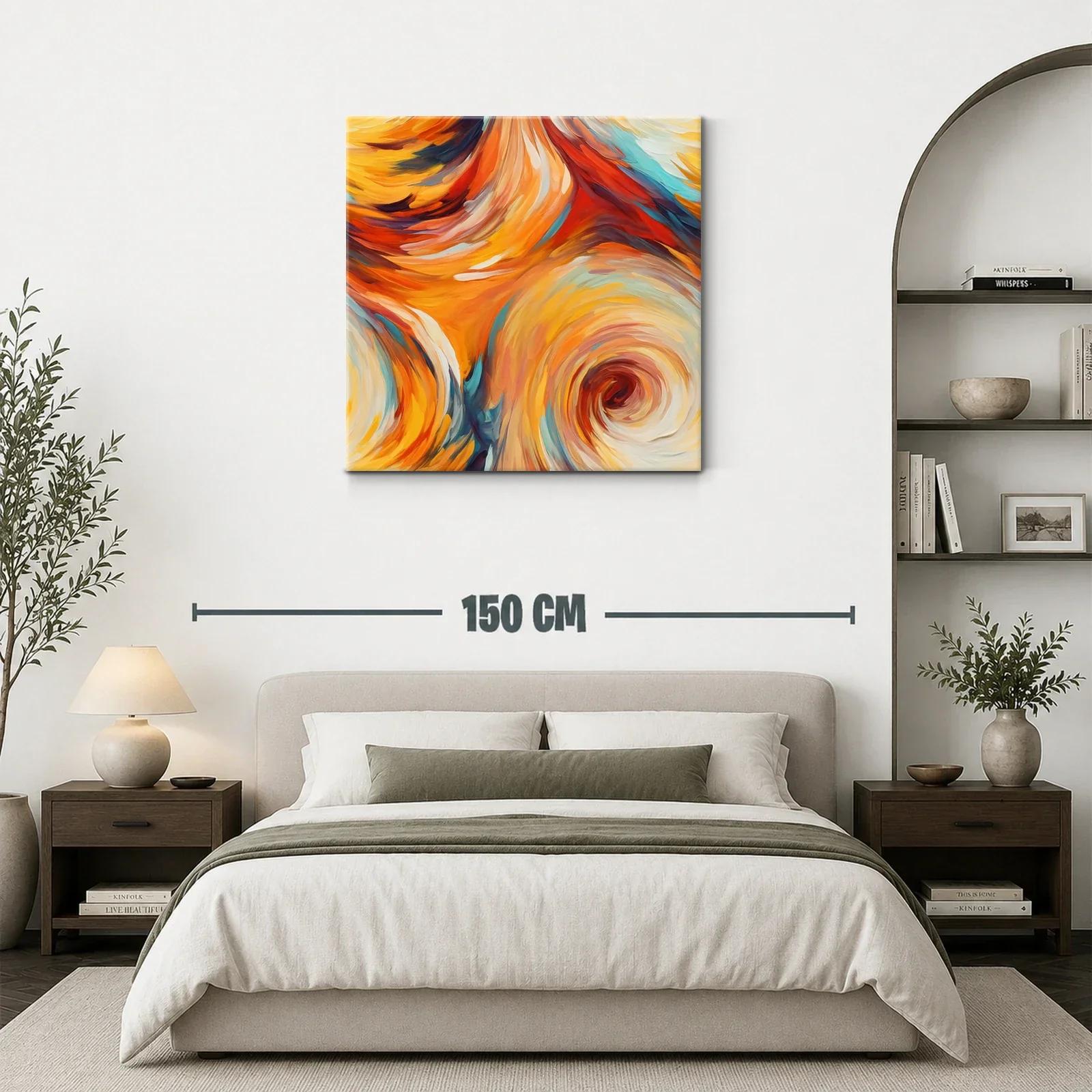 Cuadro Abstracto en Tonos Cálidos y Dinámicos — miniatura 3